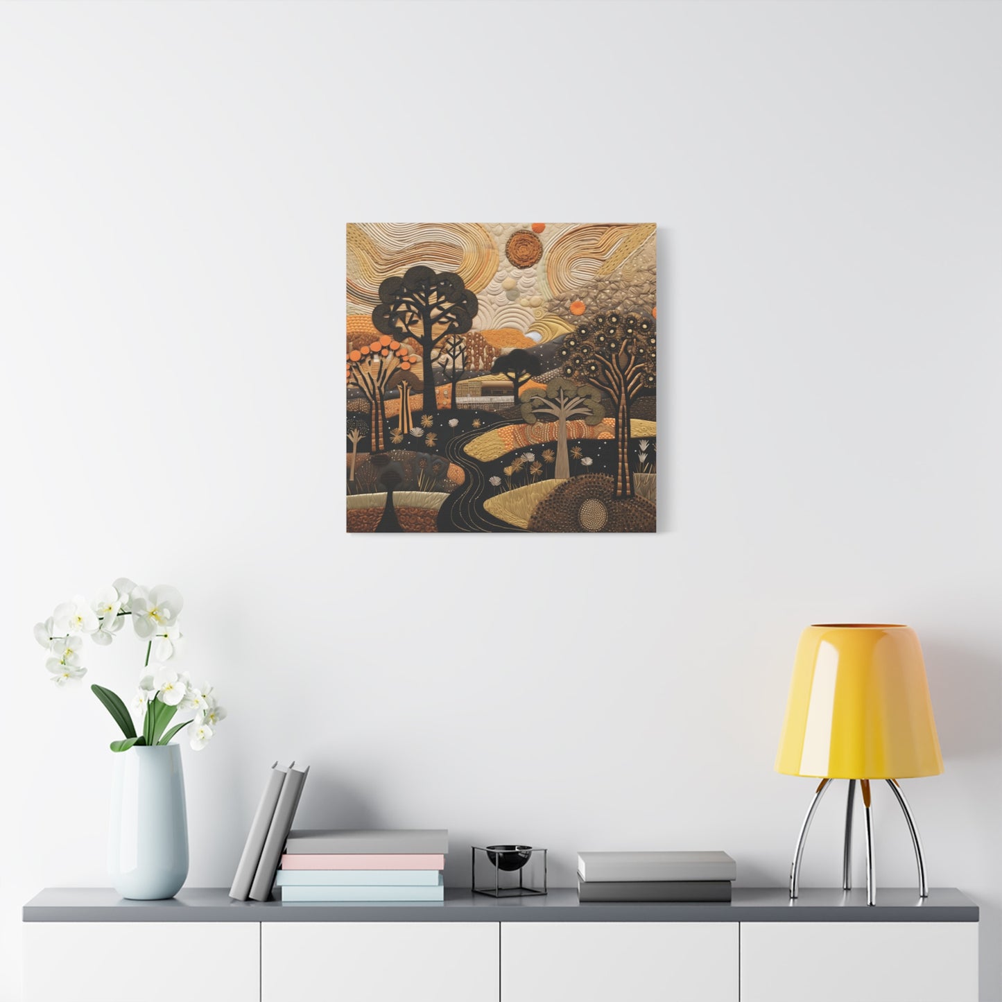 Artistic African Landscape Wall Art Canvas Print, Home Decor, Nature Landscape, Cozy Vibes, Gift for Art Lovers, Fall Decor, Unique Artwork