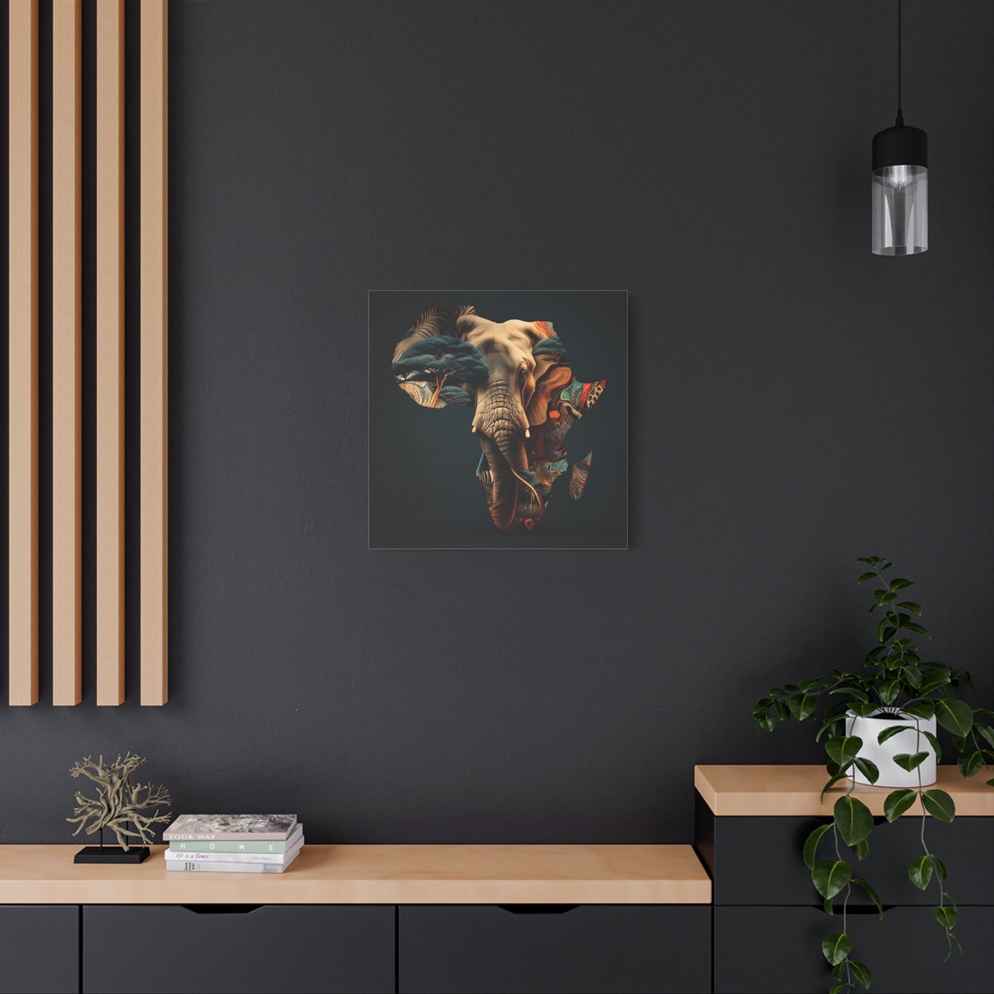African Elephant Map Art – Tribal Wildlife Wall Decor of Africa Continent Stretched Canvas Art Print, Africa, Elephant Design, Home Decor, Wall Art, Wildlife Lover Gift, Art for Nature Enthusiasts