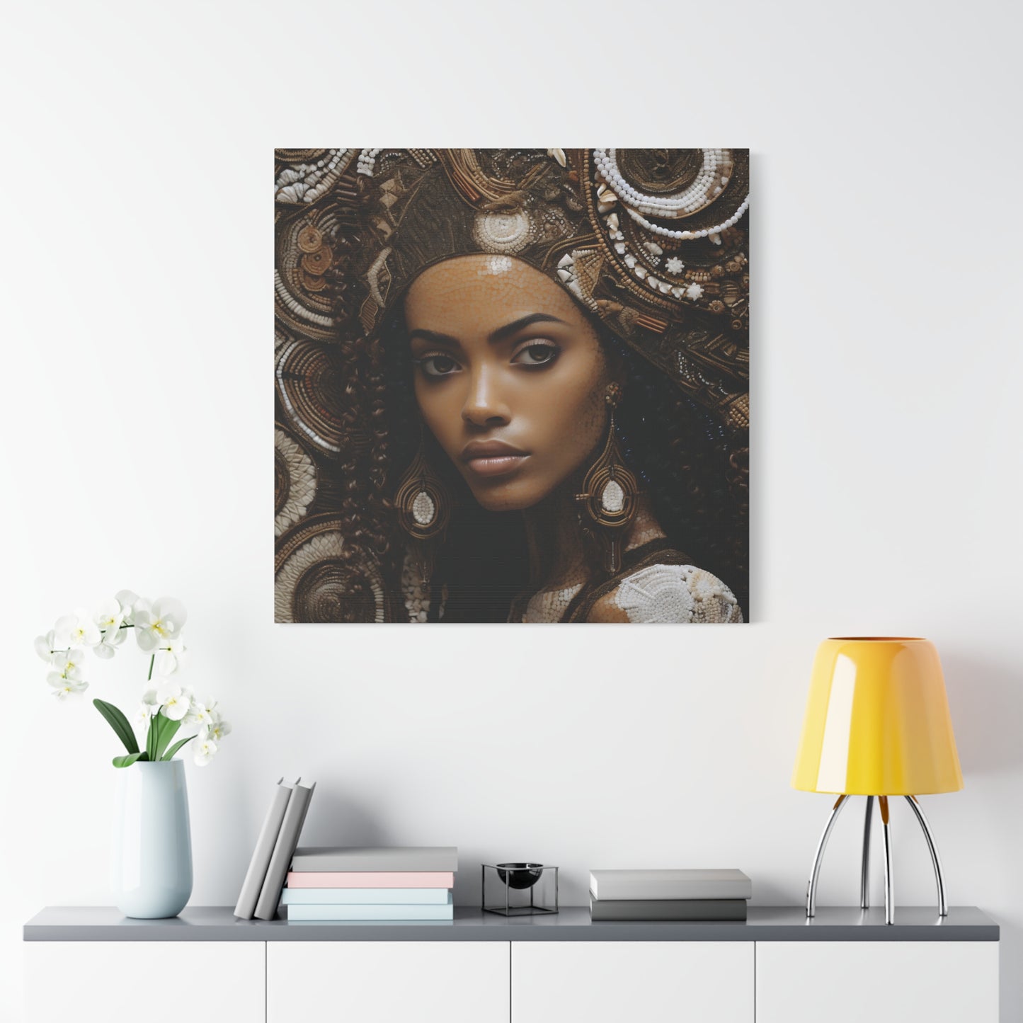 African Royal Matte Canvas – Melanin Queen Wall Art Canvas, Home Decor, Bohemian Style, Unique Gift, Modern Art, Gallery Wall