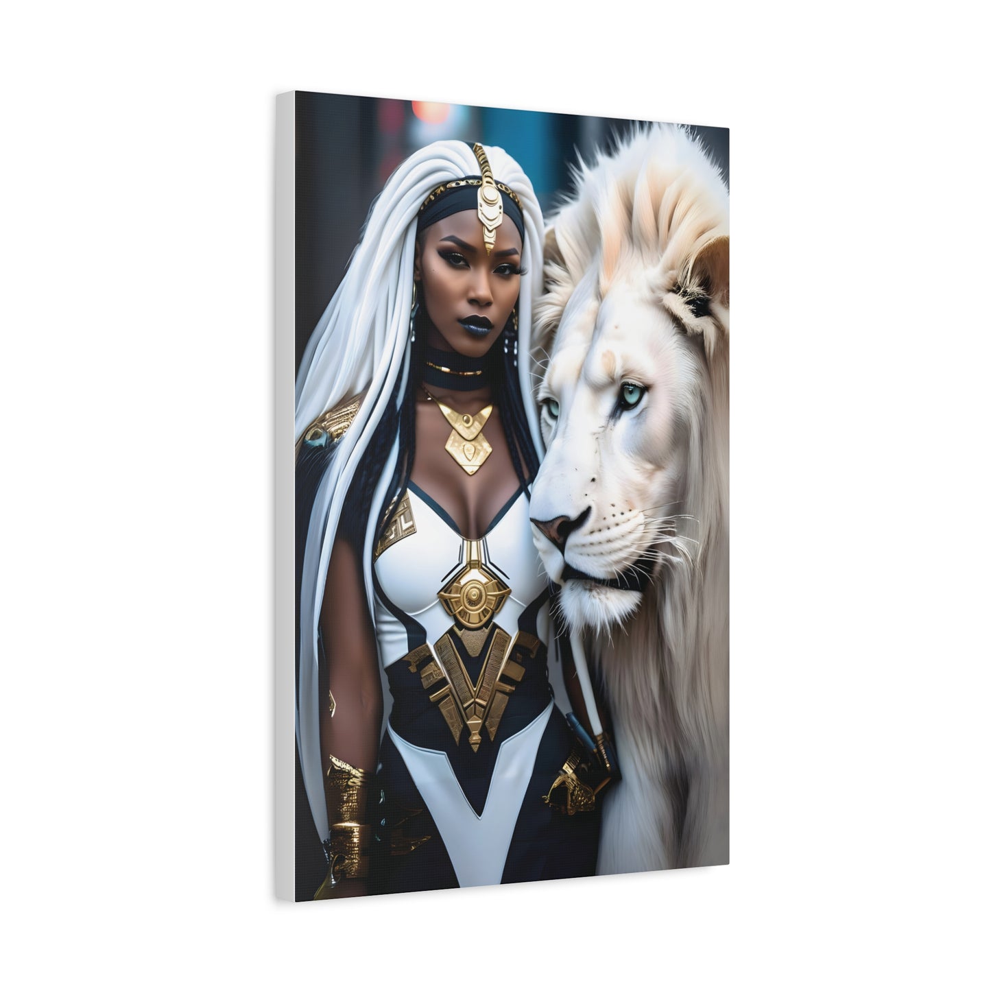 Afrofuturistic Warrior Queen Art Print – Lion Power & African Royalty - Powerful Artwork with Regal Themes, Home Decor, Perfect Gift for Art Lovers, Wall Hanging, Inspirational Decor