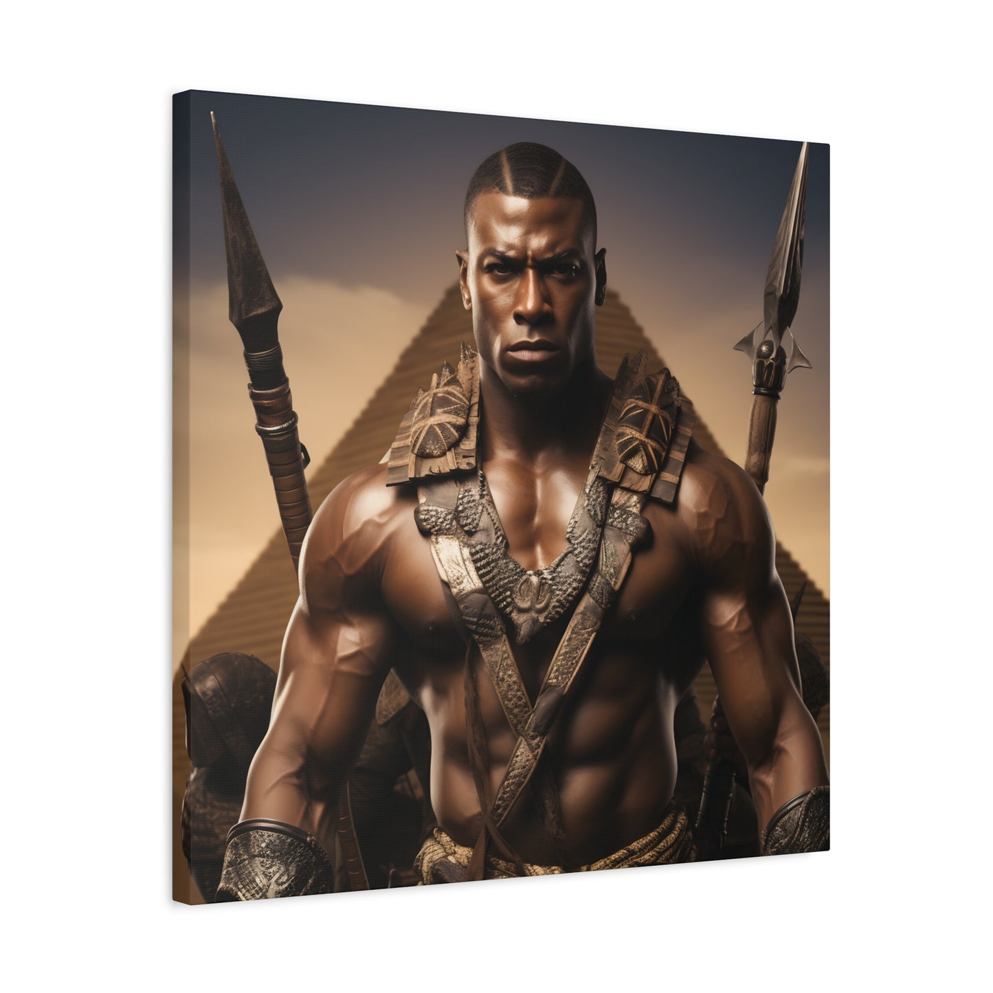 Tribal Strength & Pyramids Heroic Wall Art Canvas - Inspirational Decor for Home, Office, Gift for Art Lovers, Black History Month, Masculine Home Decor