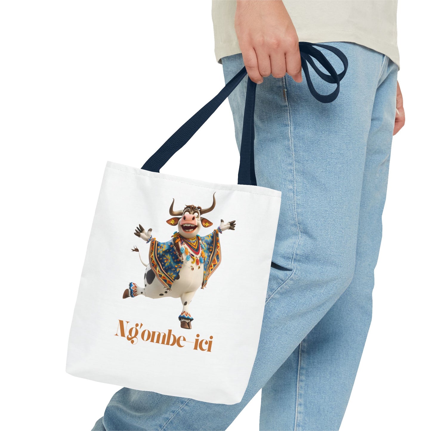 Ngombe-ici Whimsical Cow Tote Bag, Fun Eco-Friendly Shopping Bag, Animal Lover Gift, Festival Tote, Cute Cow Design, Mochila de Vaca