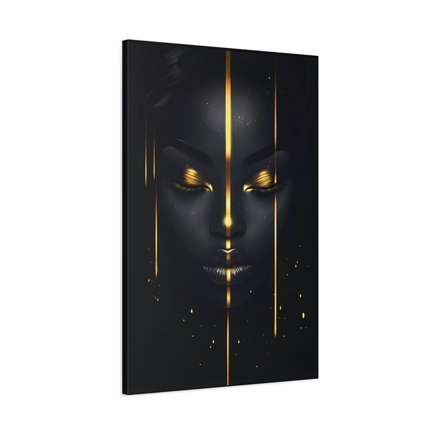 Afrocentric Black Gold Wall Art – Elegant African Woman with Gold Accents, Minimalist Wall Decor, Modern Home Aesthetic, Gift for Art Lovers, Thoughtful Housewarming Present