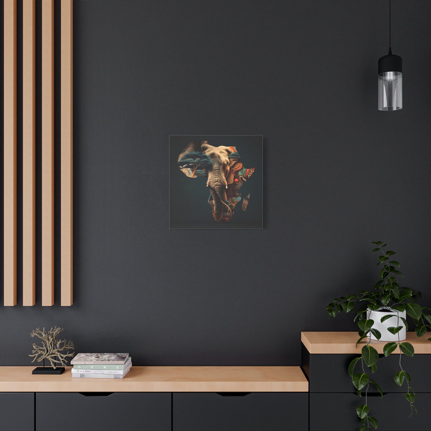 African Elephant Map Art – Tribal Wildlife Wall Decor of Africa Continent Stretched Canvas Art Print, Africa, Elephant Design, Home Decor, Wall Art, Wildlife Lover Gift, Art for Nature Enthusiasts