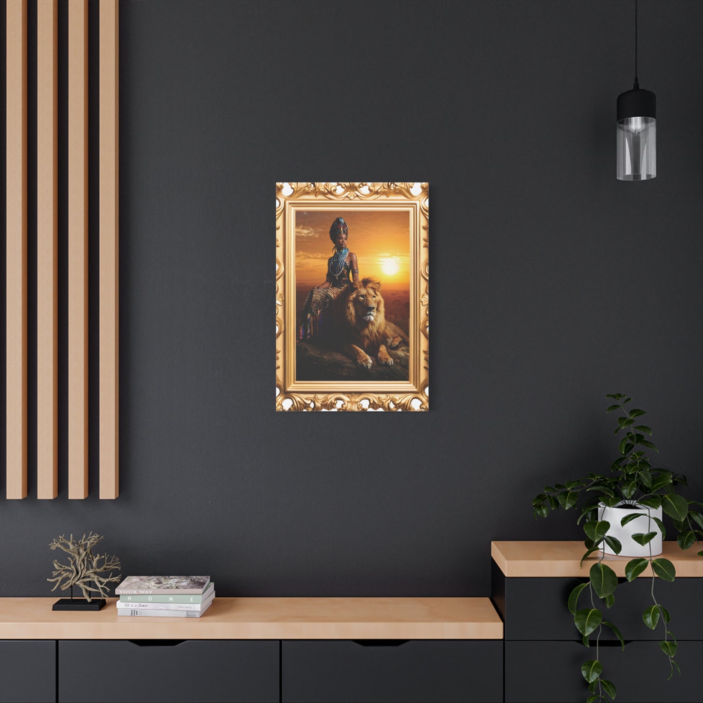African Queen Lion Wall Art, Matte Canvas Print, Home Decor, Gallery Wall Art, Unique Gift, Boho Decor, Majestic Artwork