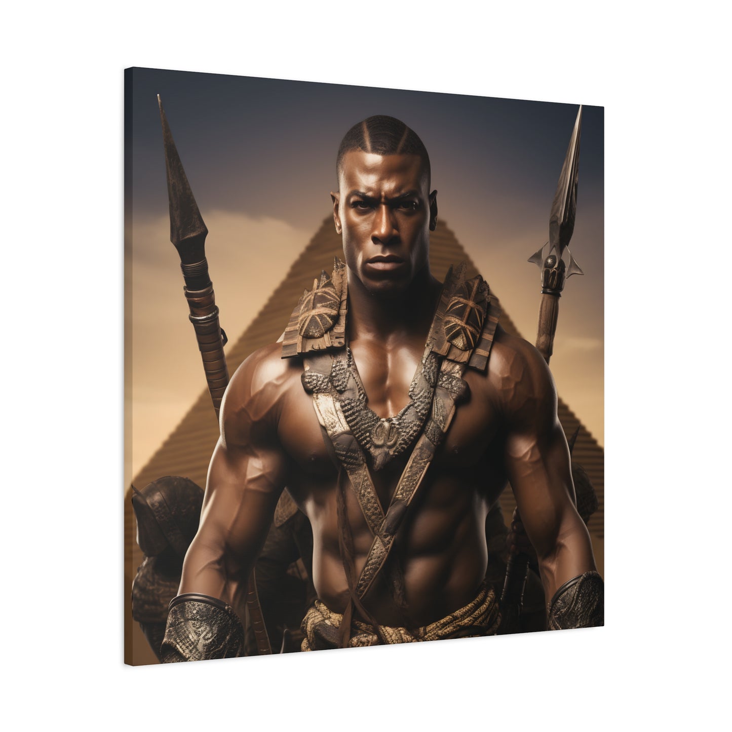 Tribal Strength & Pyramids Heroic Wall Art Canvas - Inspirational Decor for Home, Office, Gift for Art Lovers, Black History Month, Masculine Home Decor