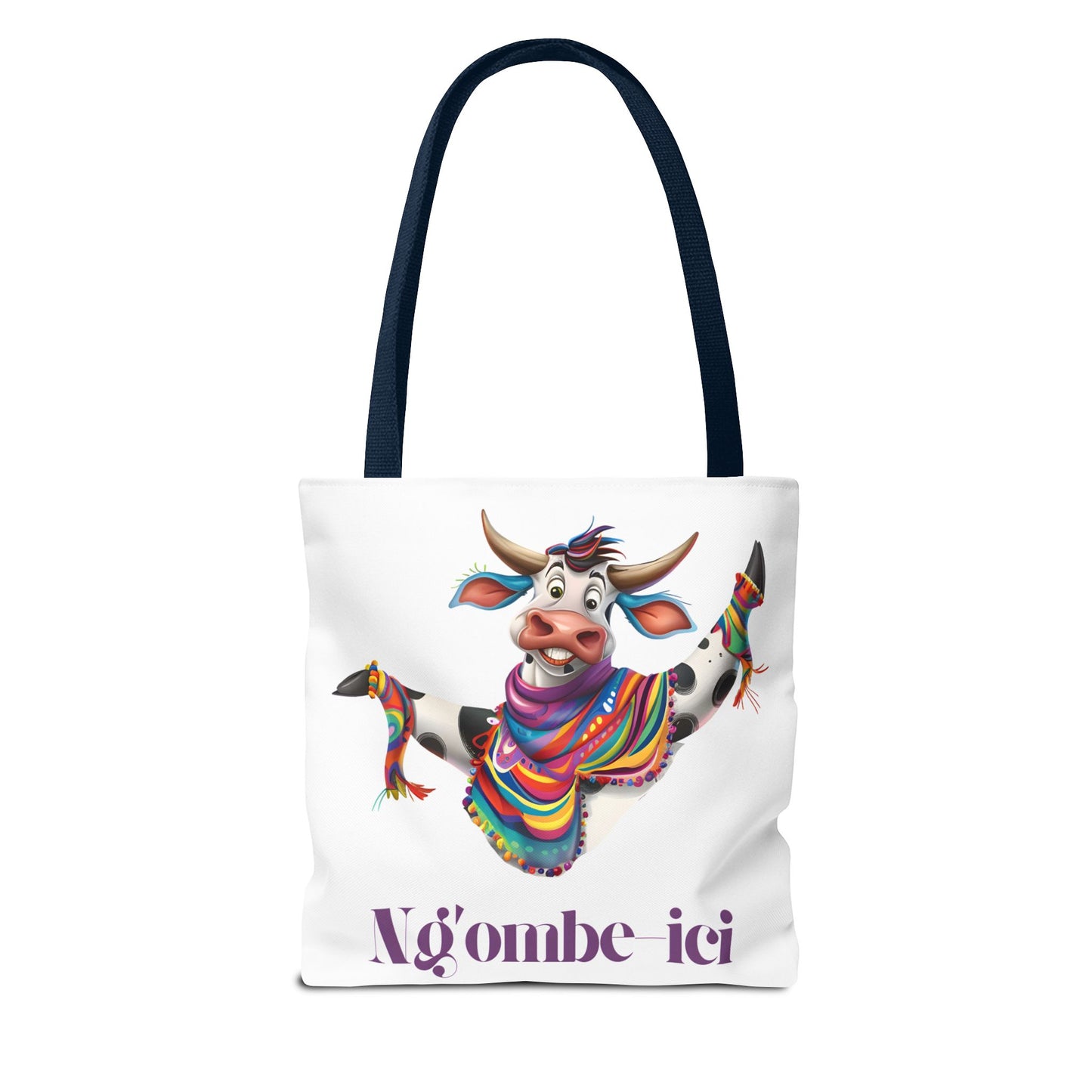 Funny Ngombe-ici Cow Tote Bag, Fun Eco-Friendly Shopping Bag, Animal Lover Gift, Festival Tote, Cute Cow Design, Mochila de Vaca
