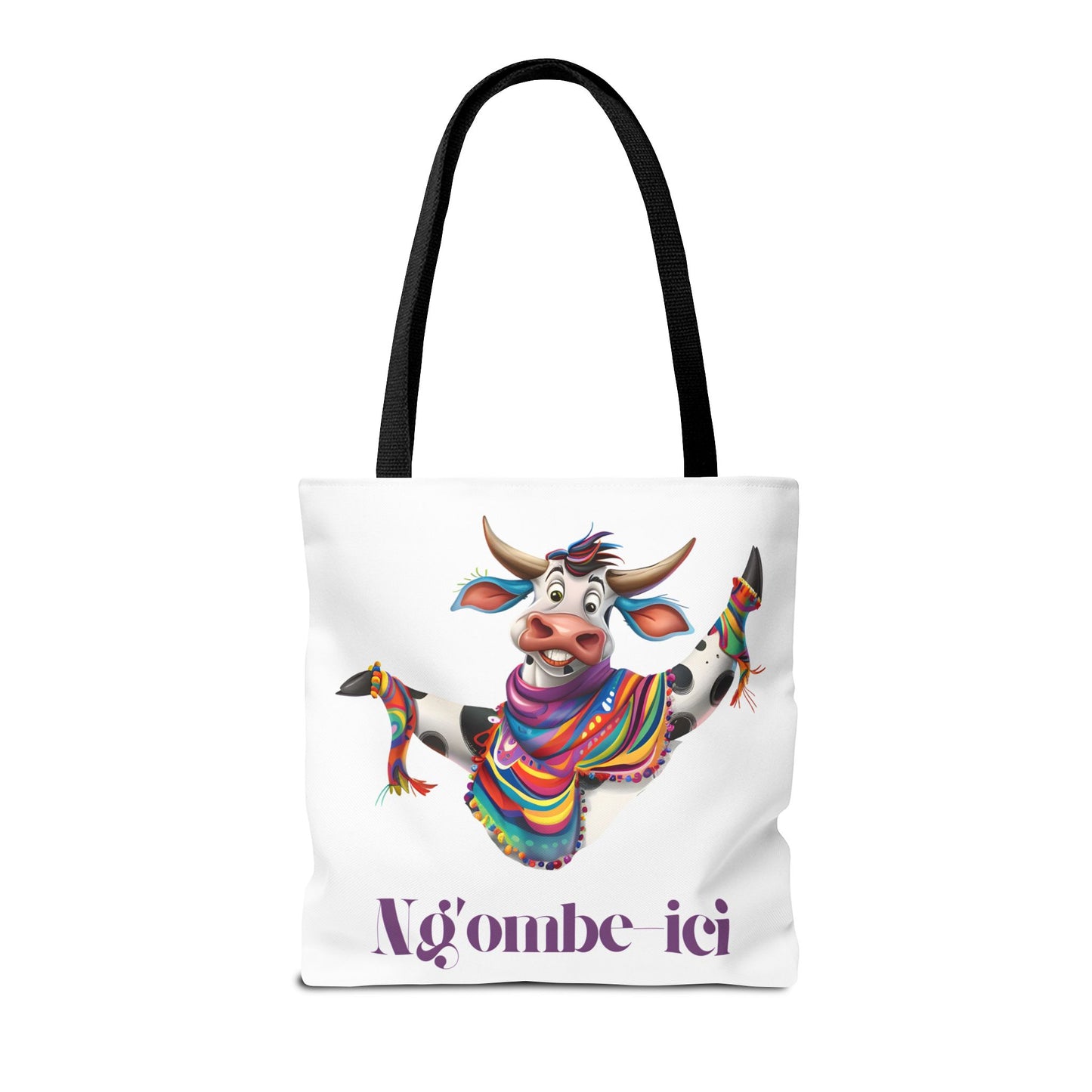 Funny Ngombe-ici Cow Tote Bag, Fun Eco-Friendly Shopping Bag, Animal Lover Gift, Festival Tote, Cute Cow Design, Mochila de Vaca