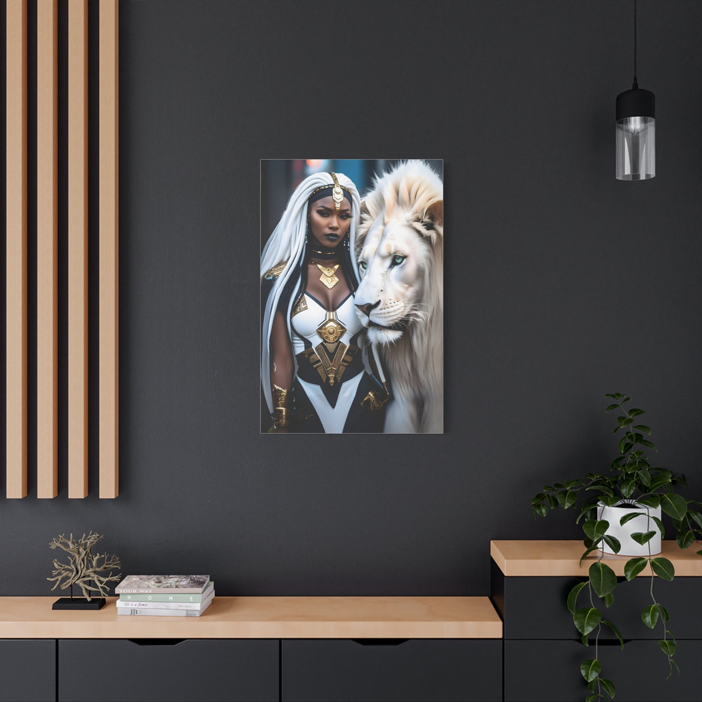 Afrofuturistic Warrior Queen Art Print – Lion Power & African Royalty - Powerful Artwork with Regal Themes, Home Decor, Perfect Gift for Art Lovers, Wall Hanging, Inspirational Decor