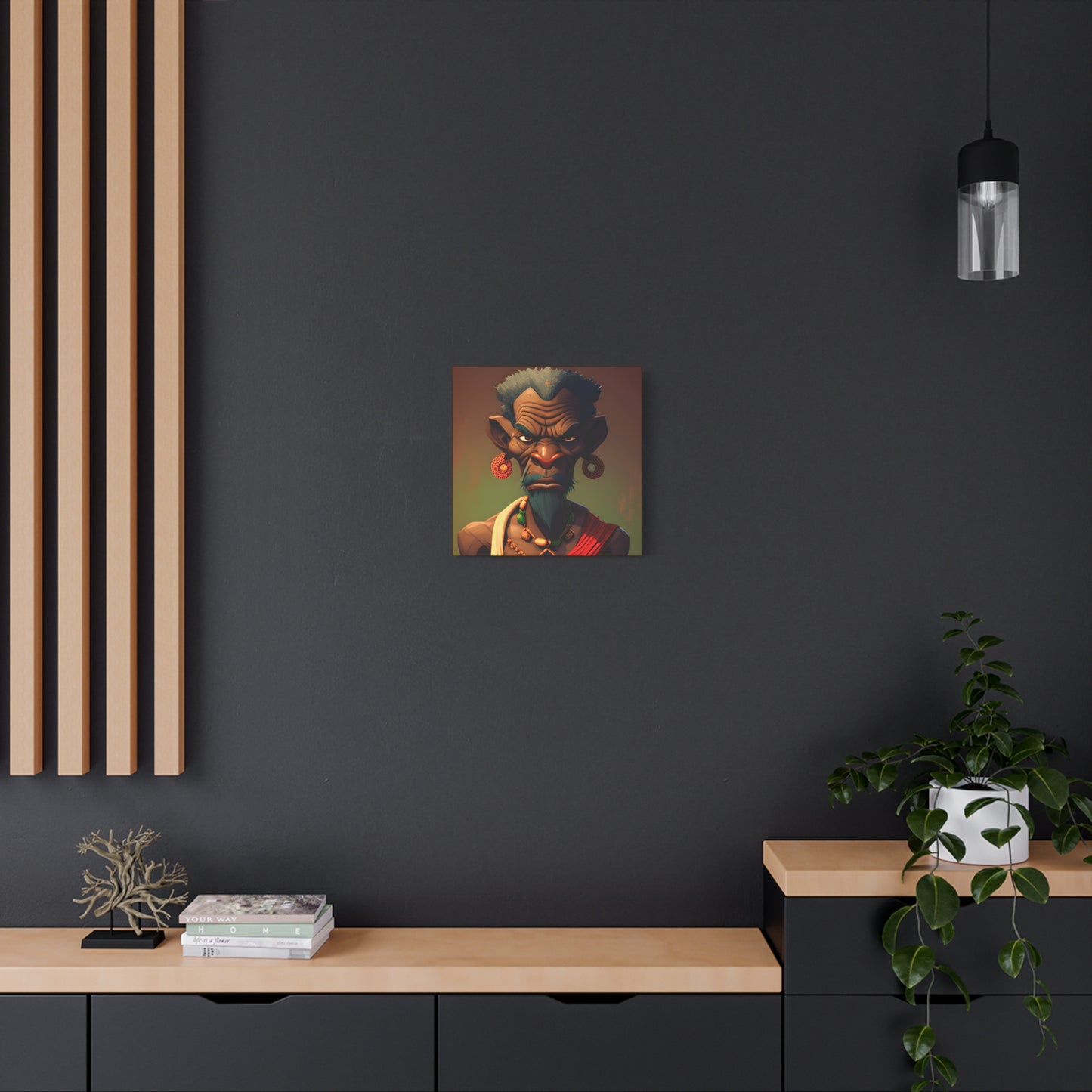 Afro Futurist Tribal Elder Portrait – Bold African Character Art Canvas Print, Home Decor, Ethnic Portrait, African Culture Print, Art Gift for Collectors