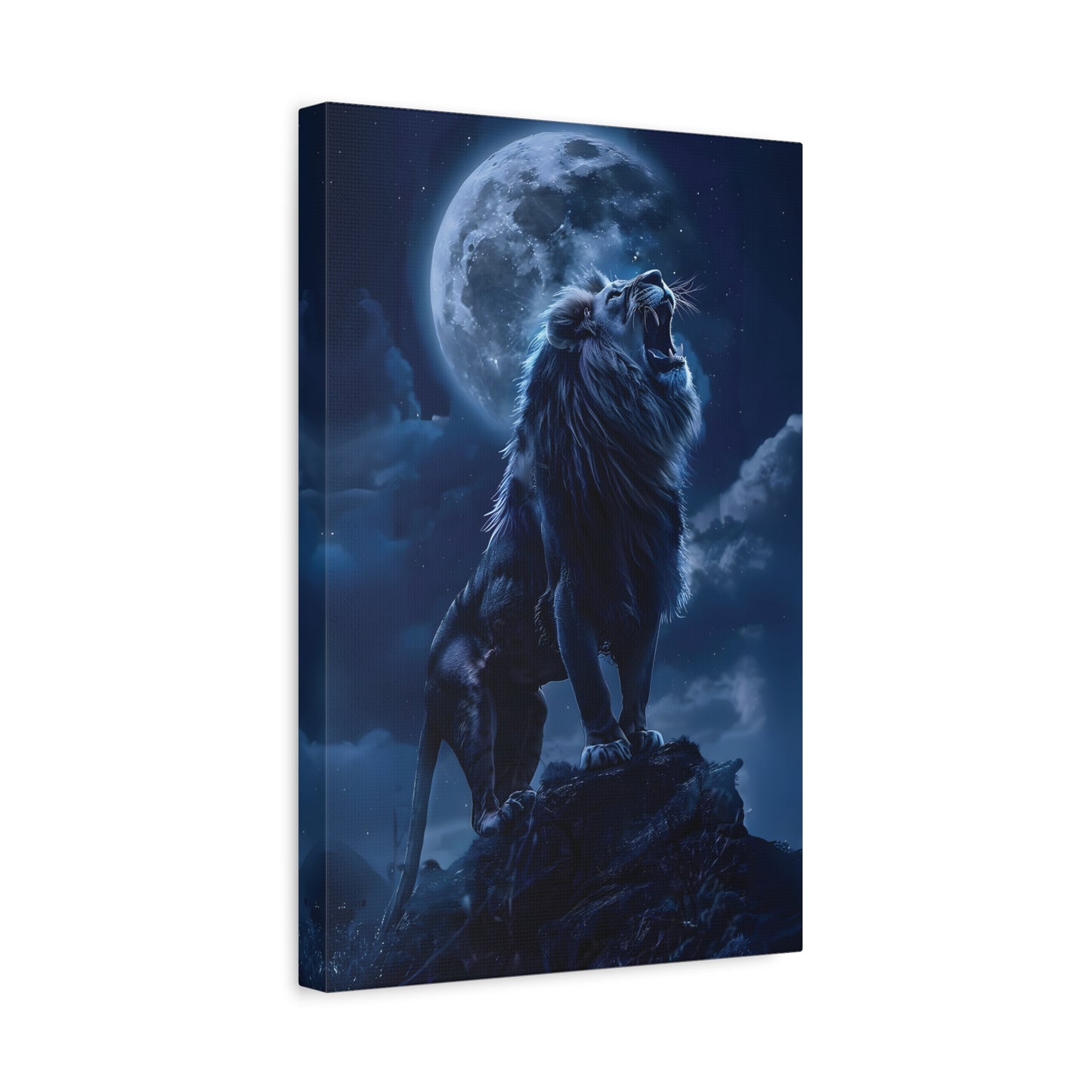 Majestic Lion Canvas Art Print, Home Decor, Wall Art, Animal Lover Gift, Moonlit Landscape, Office Wall Decoration, Afro Art