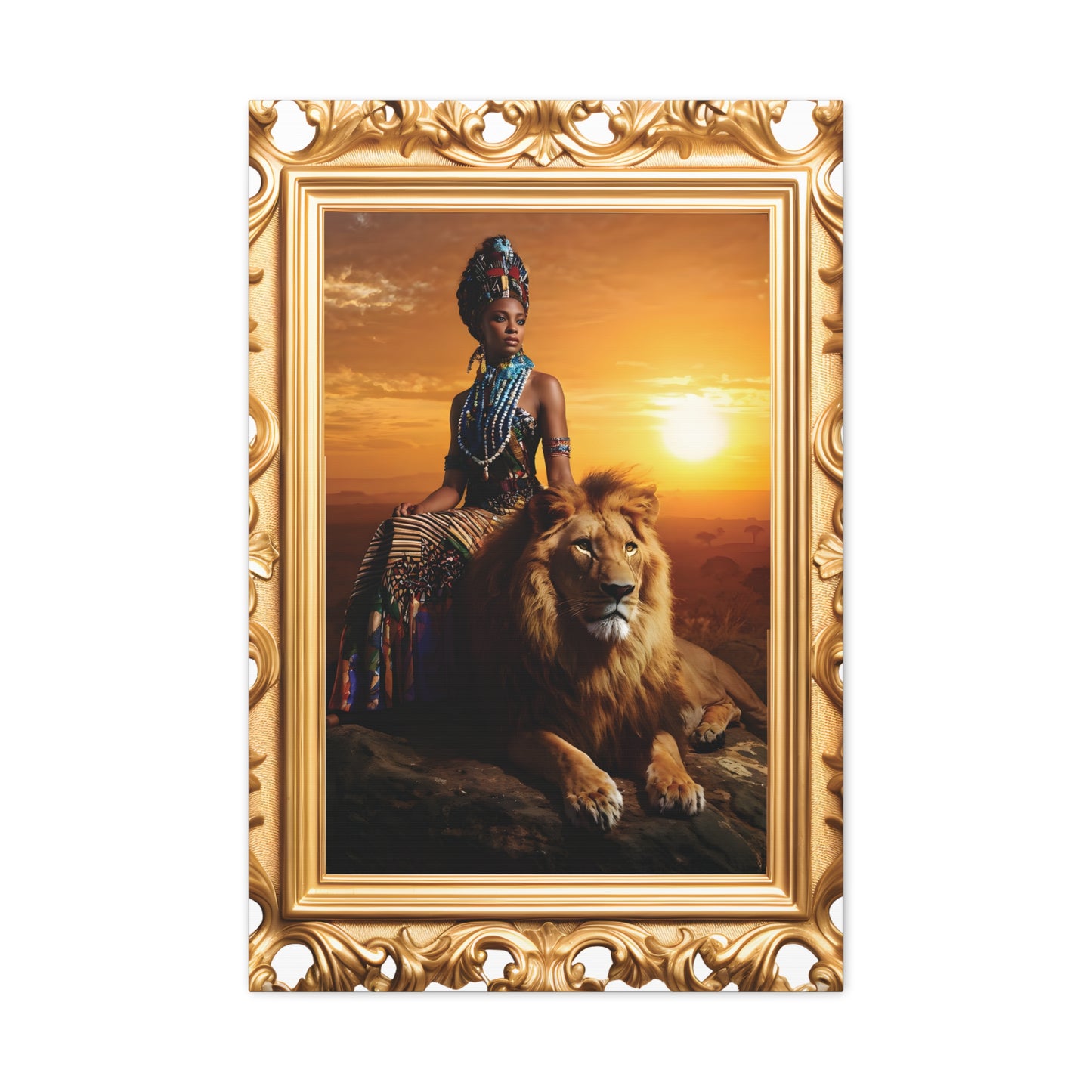 African Queen Lion Wall Art, Matte Canvas Print, Home Decor, Gallery Wall Art, Unique Gift, Boho Decor, Majestic Artwork