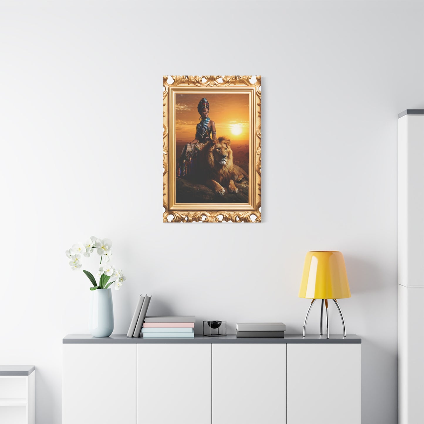 African Queen Lion Wall Art, Matte Canvas Print, Home Decor, Gallery Wall Art, Unique Gift, Boho Decor, Majestic Artwork