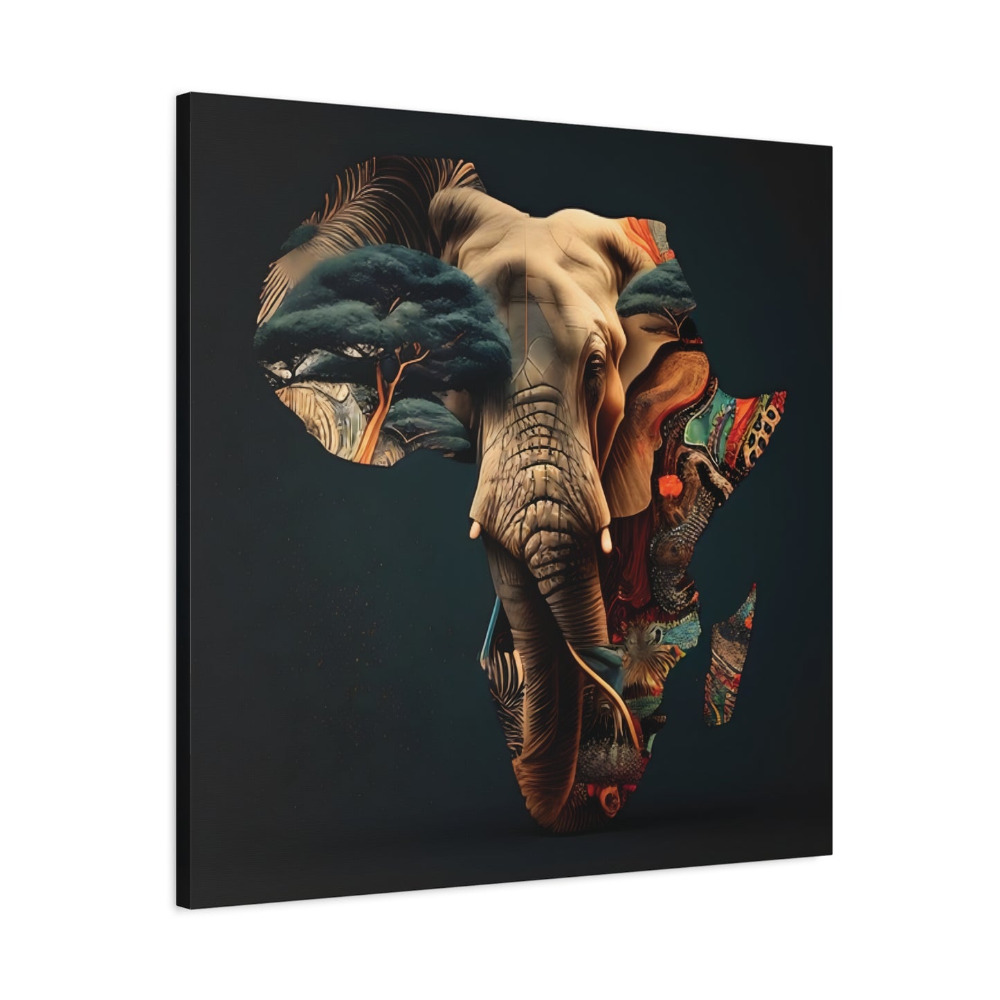 African Elephant Map Art – Tribal Wildlife Wall Decor of Africa Continent Stretched Canvas Art Print, Africa, Elephant Design, Home Decor, Wall Art, Wildlife Lover Gift, Art for Nature Enthusiasts