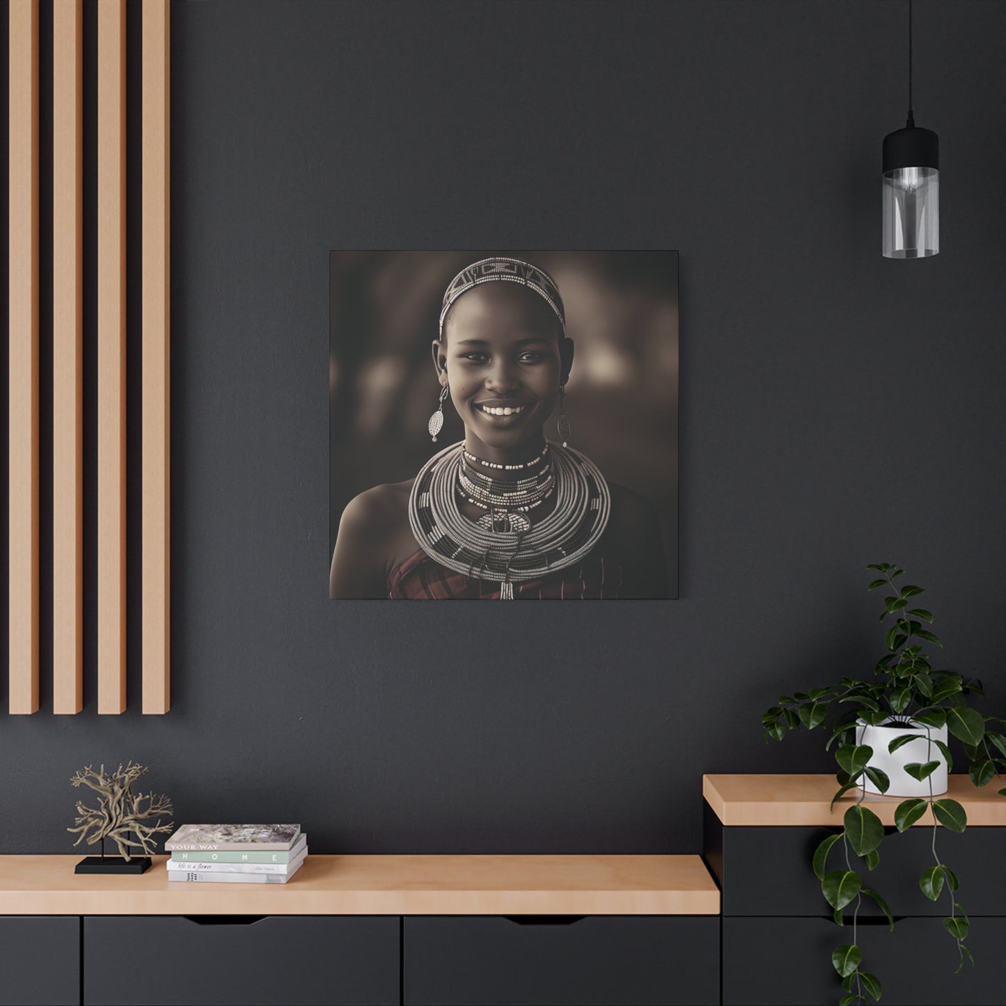 Stretched Canvas Art Print of a Smiling Maasai Woman, Ethnic Wall Décor, Home, Office, Cultural Celebration, Gift Idea