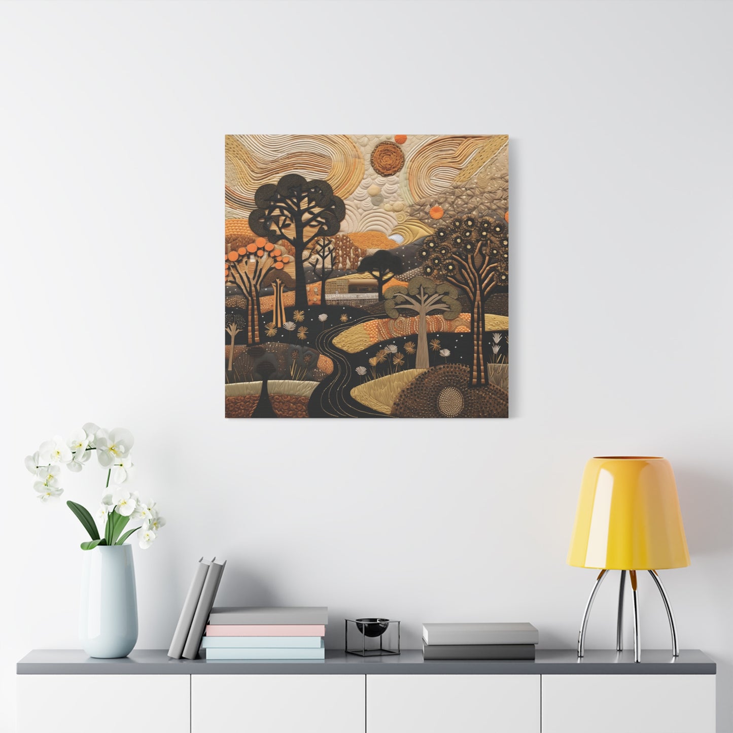 Artistic African Landscape Wall Art Canvas Print, Home Decor, Nature Landscape, Cozy Vibes, Gift for Art Lovers, Fall Decor, Unique Artwork
