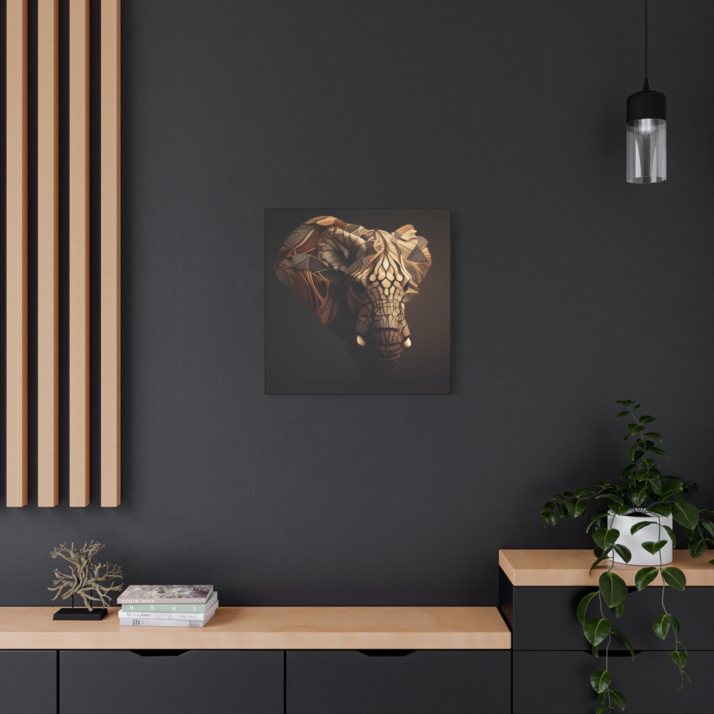 Tribal Elephant Wall Art – Intricate African Animal Canvas Print, Unique Wall Art, Home Decor, Gift for Animal Lovers, Nature-Inspired Artwork
