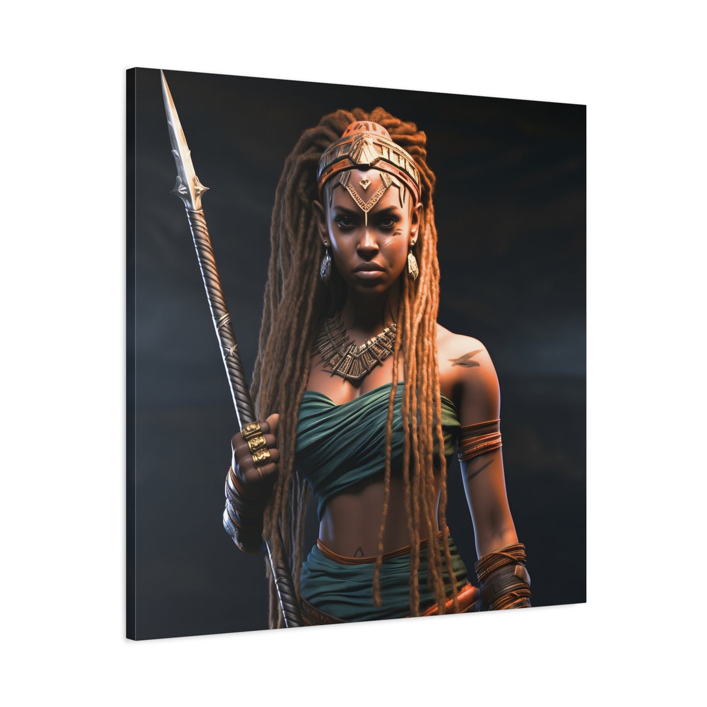 Warrior Queen Stretched Canvas Wall Art Print, Warrior Decor, Wall Art, Home Decor, Unique Gift, African Goddess