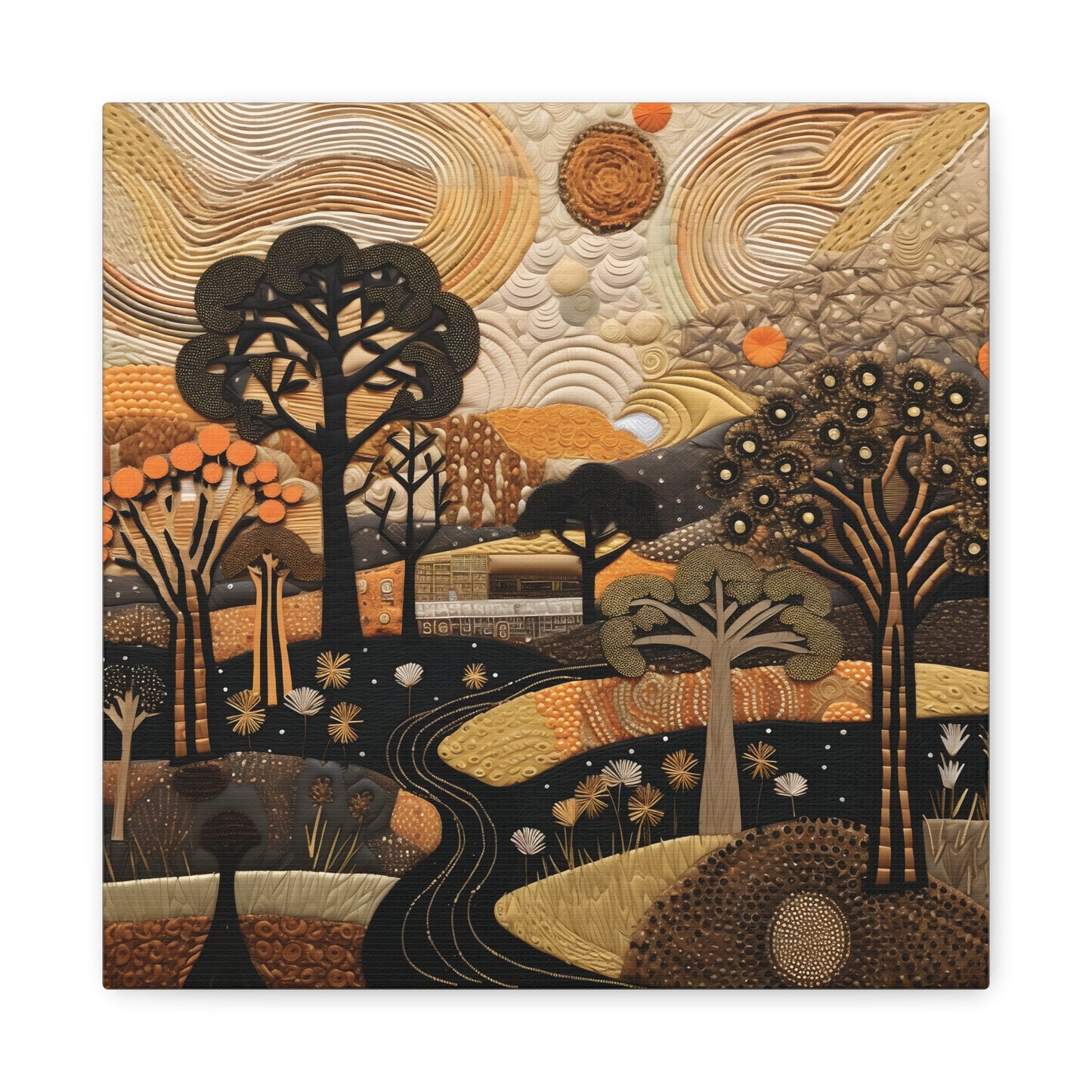 Artistic African Landscape Wall Art Canvas Print, Home Decor, Nature Landscape, Cozy Vibes, Gift for Art Lovers, Fall Decor, Unique Artwork