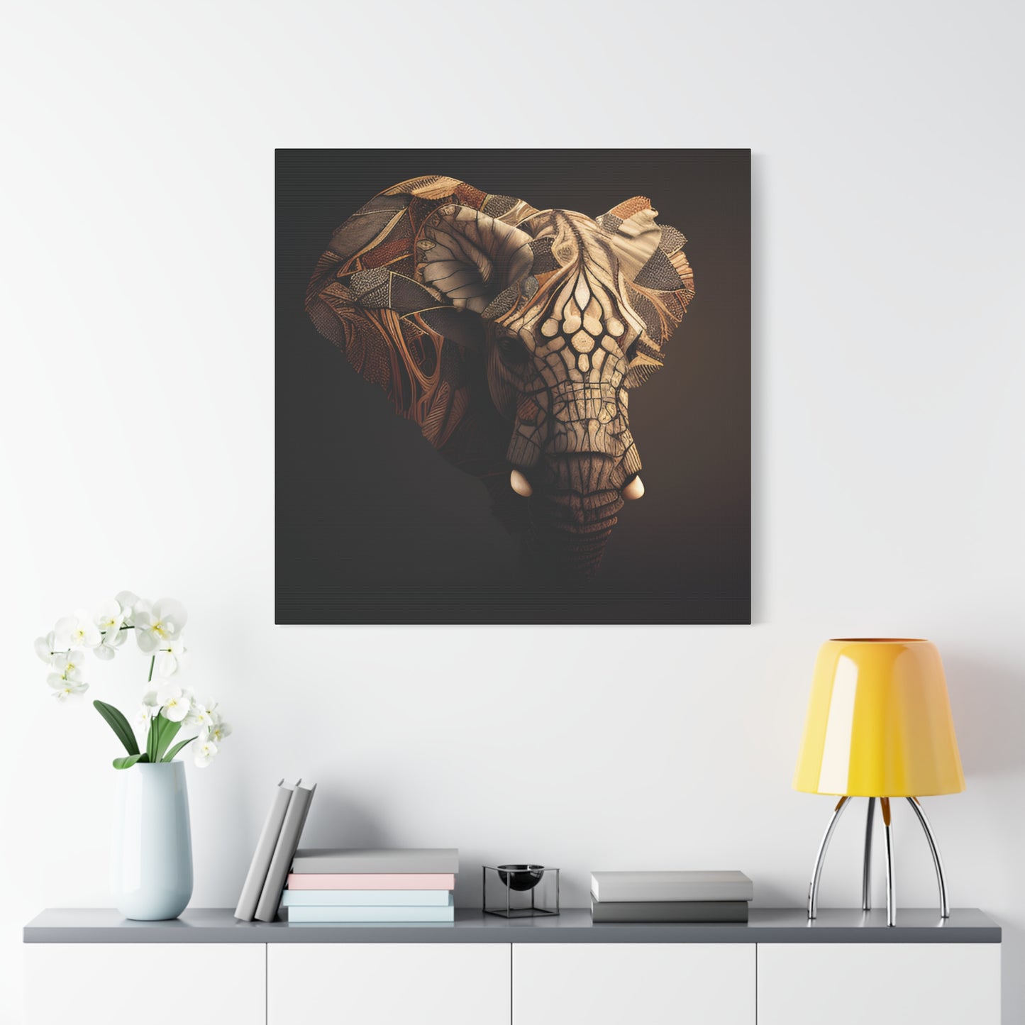 Tribal Elephant Wall Art – Intricate African Animal Canvas Print, Unique Wall Art, Home Decor, Gift for Animal Lovers, Nature-Inspired Artwork