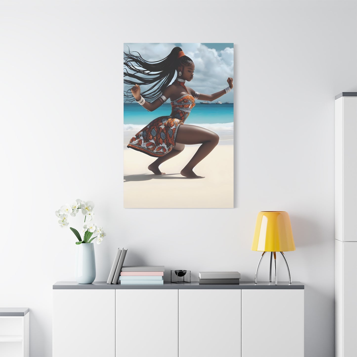 Artistic Canvas Wall Art, Home Decor, African Culture, Beach Vibe, Unique Gift, Modern Aesthetic