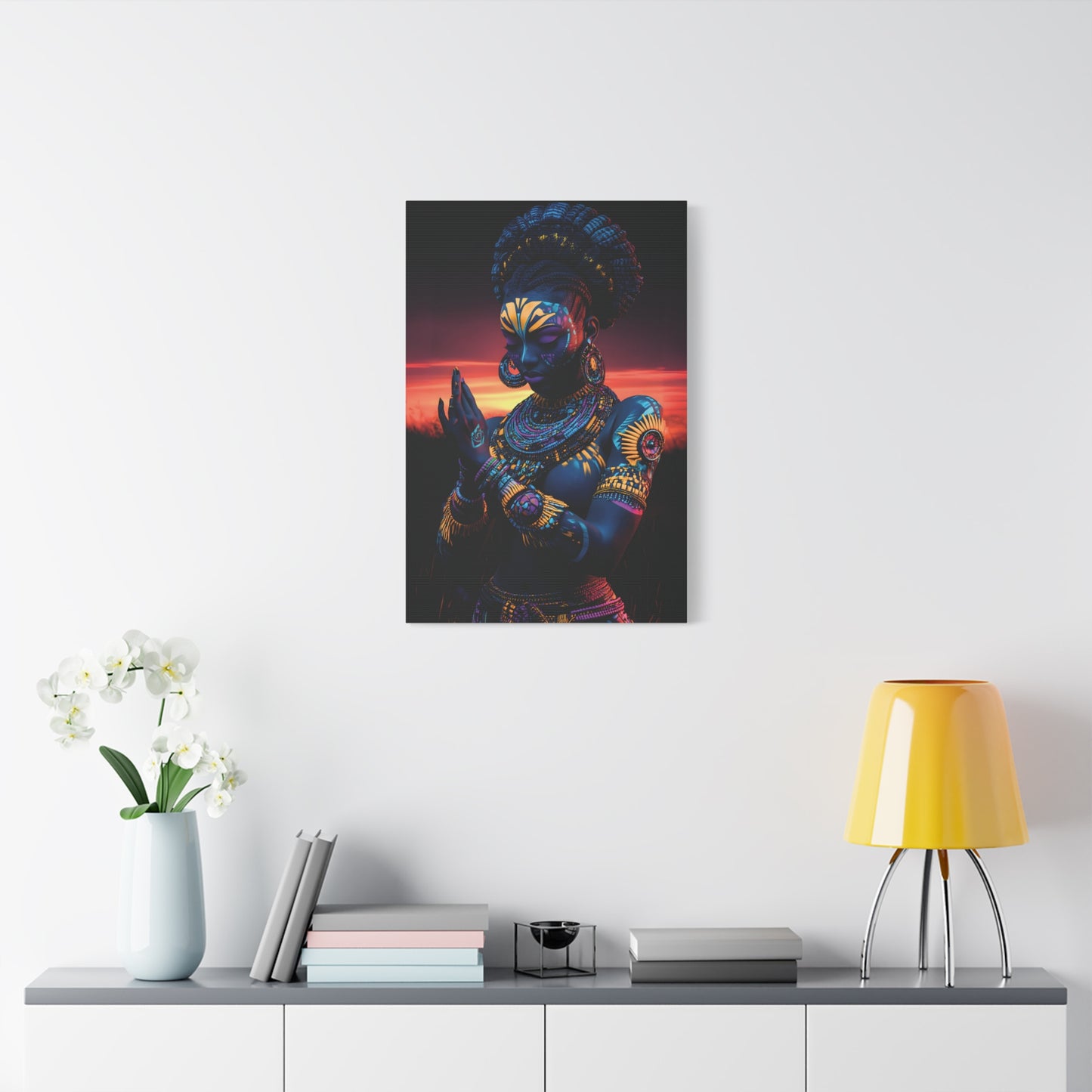 AfricanTribal Woman Canvas Wall Art, Boho Decor, Afrocentric Home Gift, Eclectic Art Piece, Unique Wall Decor, Gallery Wall Accent