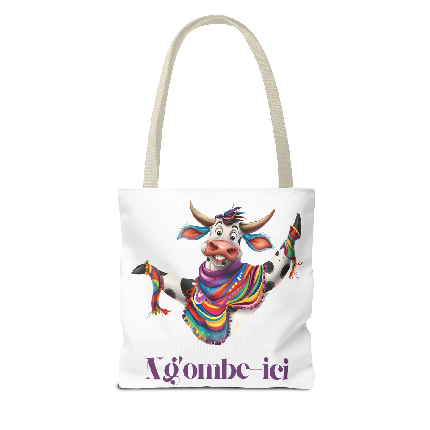 Funny Ngombe-ici Cow Tote Bag, Fun Eco-Friendly Shopping Bag, Animal Lover Gift, Festival Tote, Cute Cow Design, Mochila de Vaca