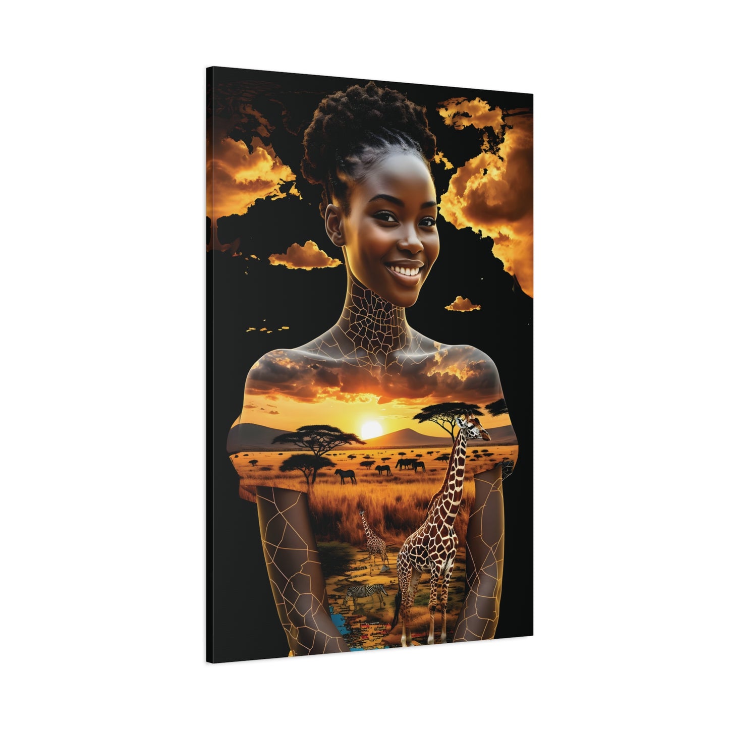 Afro Sunset Serenade Canvas Art, Inspiring Home Decor, Unique Gift, Nature Lover's Wall Art, Bohemian Chic, Animal Art, African Art