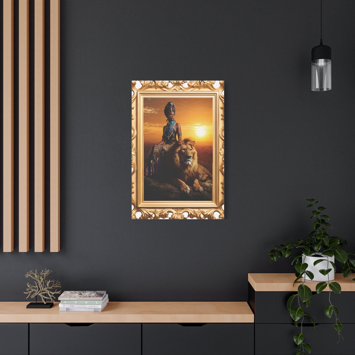 African Queen Lion Wall Art, Matte Canvas Print, Home Decor, Gallery Wall Art, Unique Gift, Boho Decor, Majestic Artwork