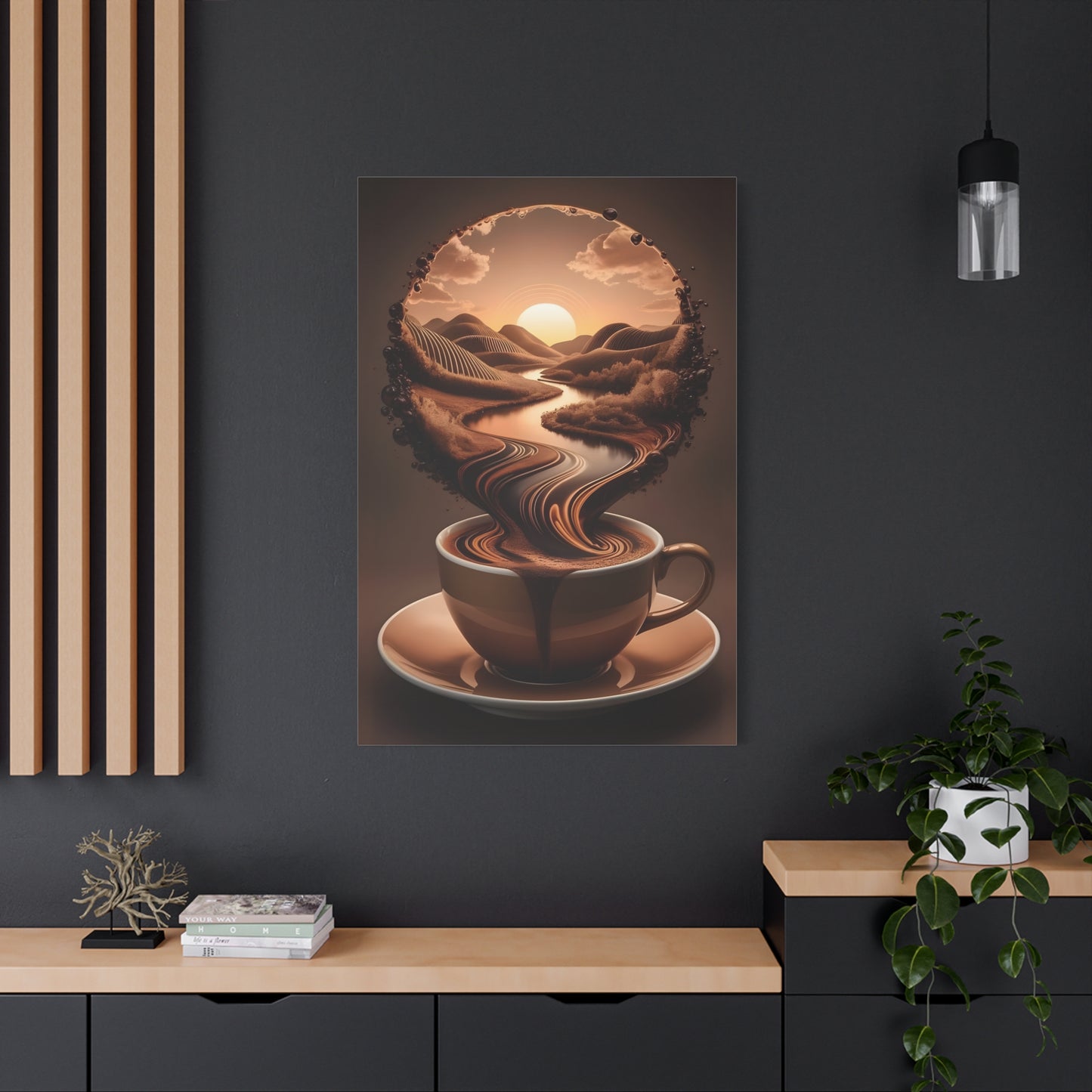 Coffee-Inspired Wall Art Print, Morning Mood, Kitchen Decor, Unique Gift for Coffee Lovers, Home Office Artwork, Modern Canvas Decor