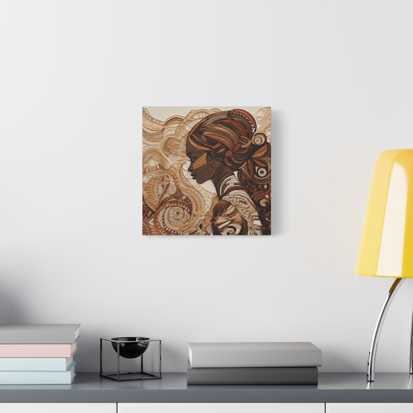 African Woman Paper Canvas Art Print – Intricate Afrocentric Wall Decor in Warm Earth Tones , Bohemian Wall Decor, Ethnic Home Decoration, Gift for Her, Tribal Art, Abstract Design, Feminine Wall Art