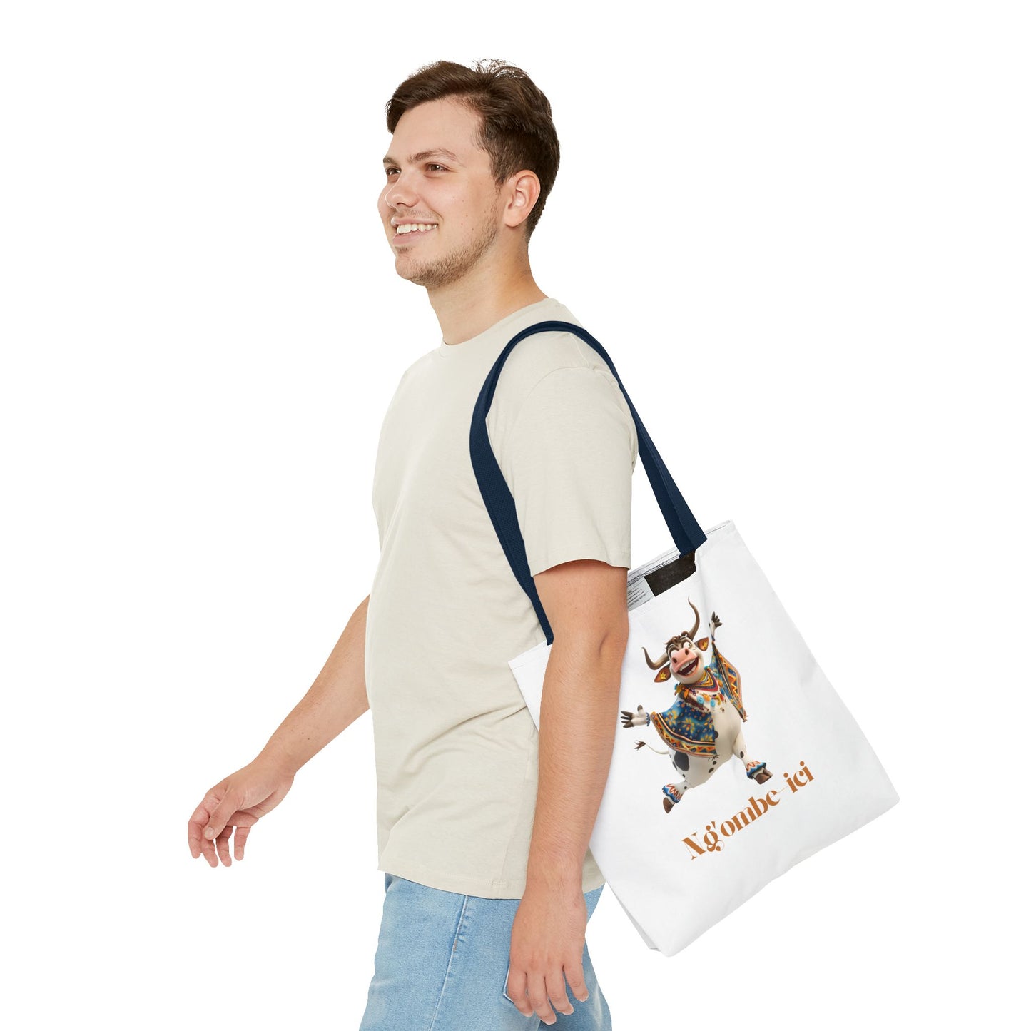 Ngombe-ici Whimsical Cow Tote Bag, Fun Eco-Friendly Shopping Bag, Animal Lover Gift, Festival Tote, Cute Cow Design, Mochila de Vaca
