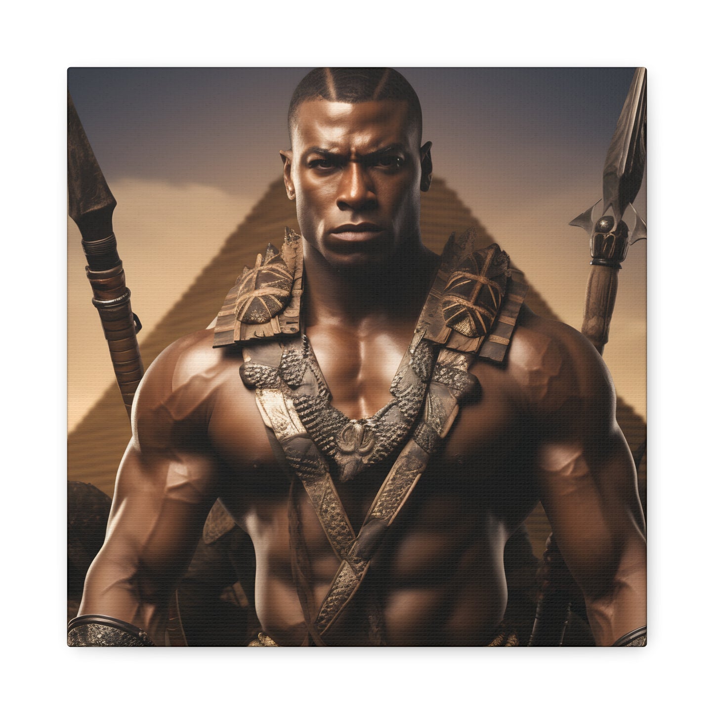 Tribal Strength & Pyramids Heroic Wall Art Canvas - Inspirational Decor for Home, Office, Gift for Art Lovers, Black History Month, Masculine Home Decor