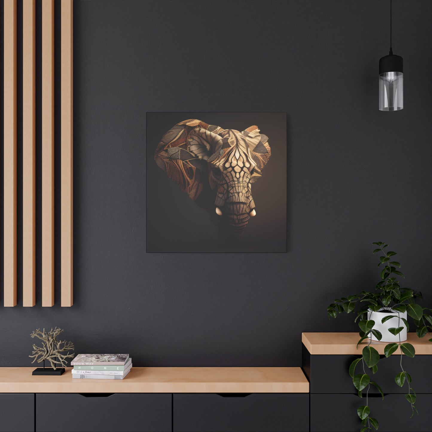 Tribal Elephant Wall Art – Intricate African Animal Canvas Print, Unique Wall Art, Home Decor, Gift for Animal Lovers, Nature-Inspired Artwork