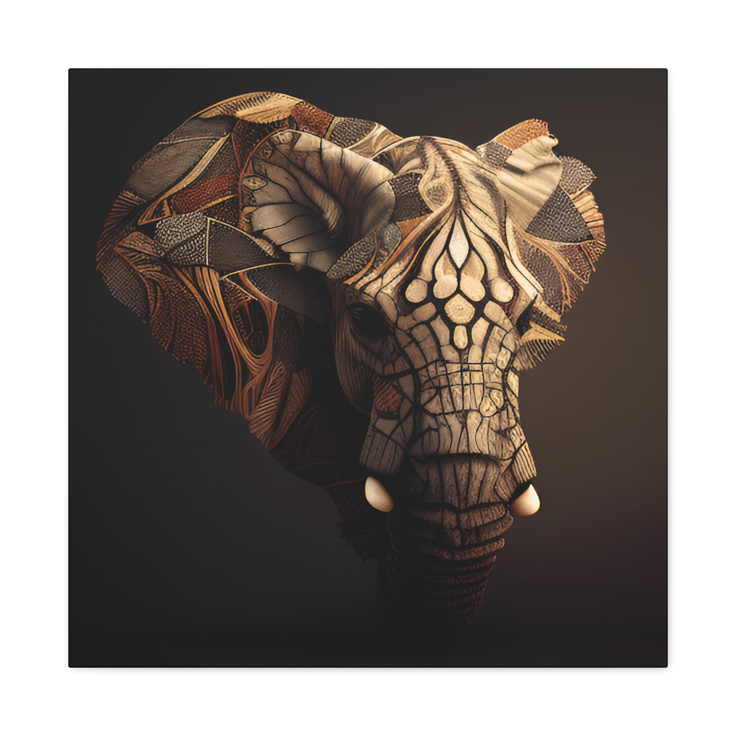 Tribal Elephant Wall Art – Intricate African Animal Canvas Print, Unique Wall Art, Home Decor, Gift for Animal Lovers, Nature-Inspired Artwork
