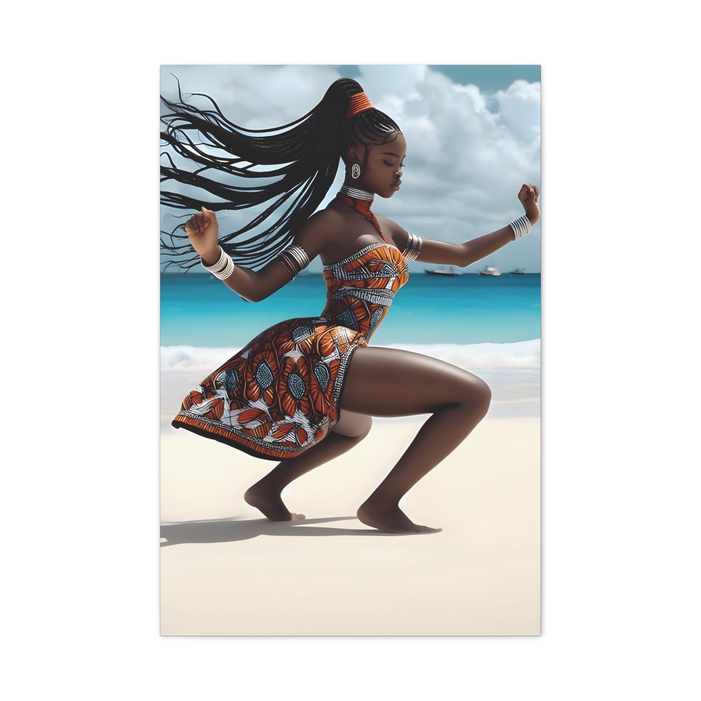 Artistic Canvas Wall Art, Home Decor, African Culture, Beach Vibe, Unique Gift, Modern Aesthetic