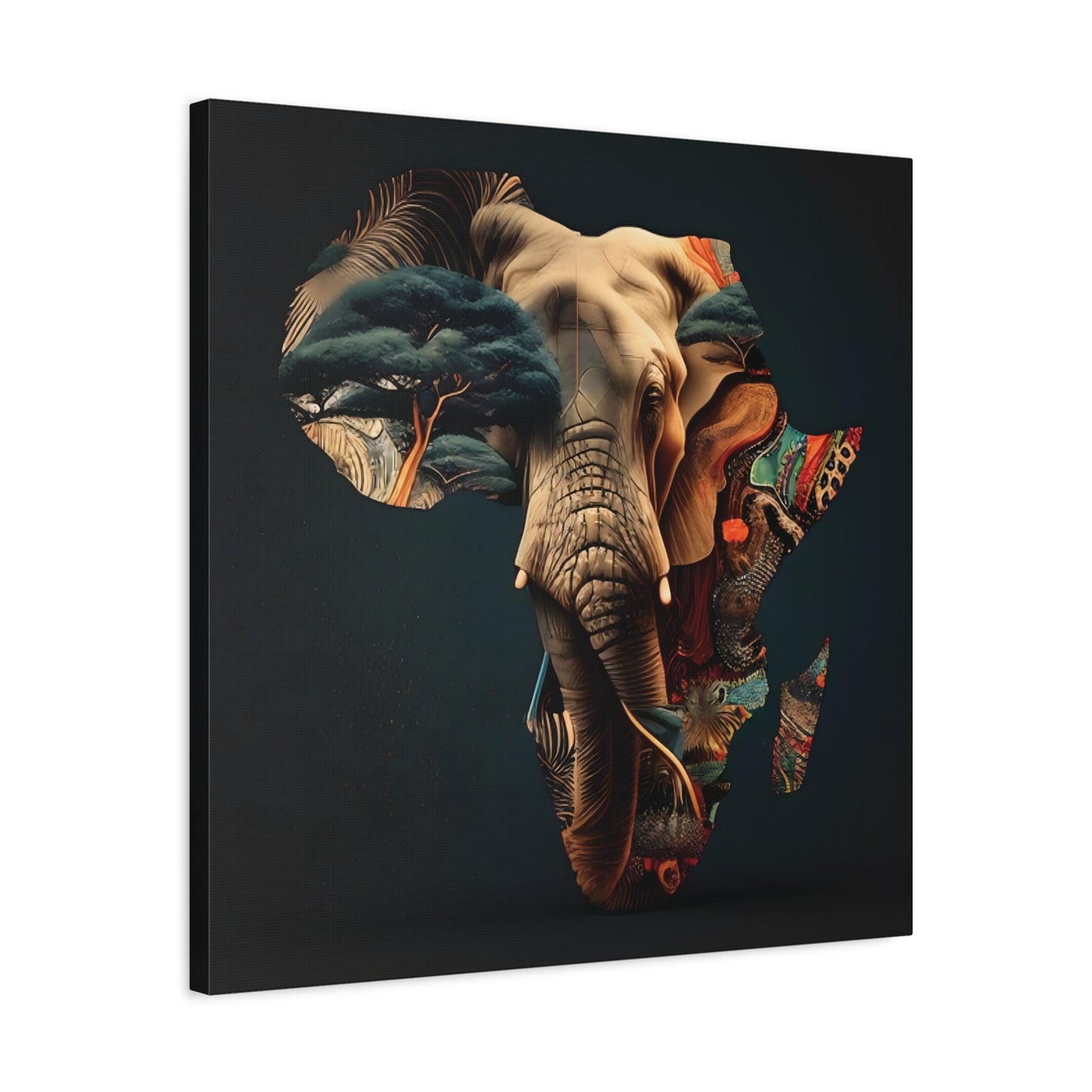 African Elephant Map Art – Tribal Wildlife Wall Decor of Africa Continent Stretched Canvas Art Print, Africa, Elephant Design, Home Decor, Wall Art, Wildlife Lover Gift, Art for Nature Enthusiasts