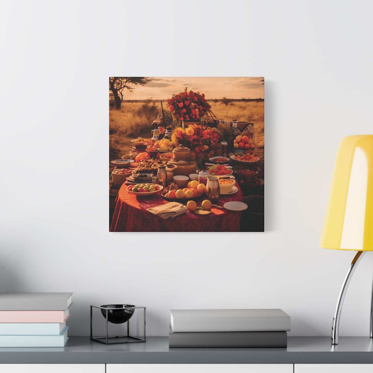 Afrocentric Food Art Print – Bold Culinary Canvas Wall Art, Home Decor, Nature Landscape, Kitchen Wall Decor, Gift for Foodies, Farmhouse Style