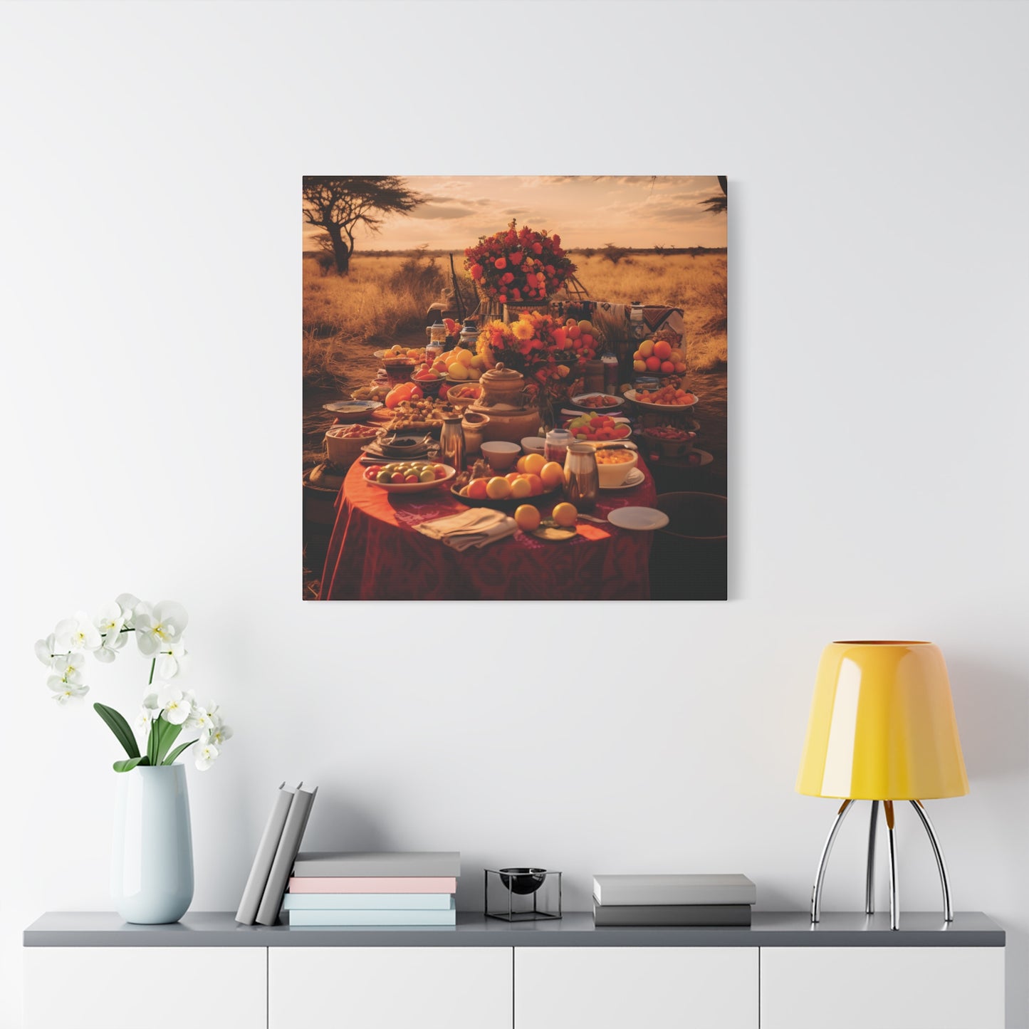 Afrocentric Food Art Print – Bold Culinary Canvas Wall Art, Home Decor, Nature Landscape, Kitchen Wall Decor, Gift for Foodies, Farmhouse Style