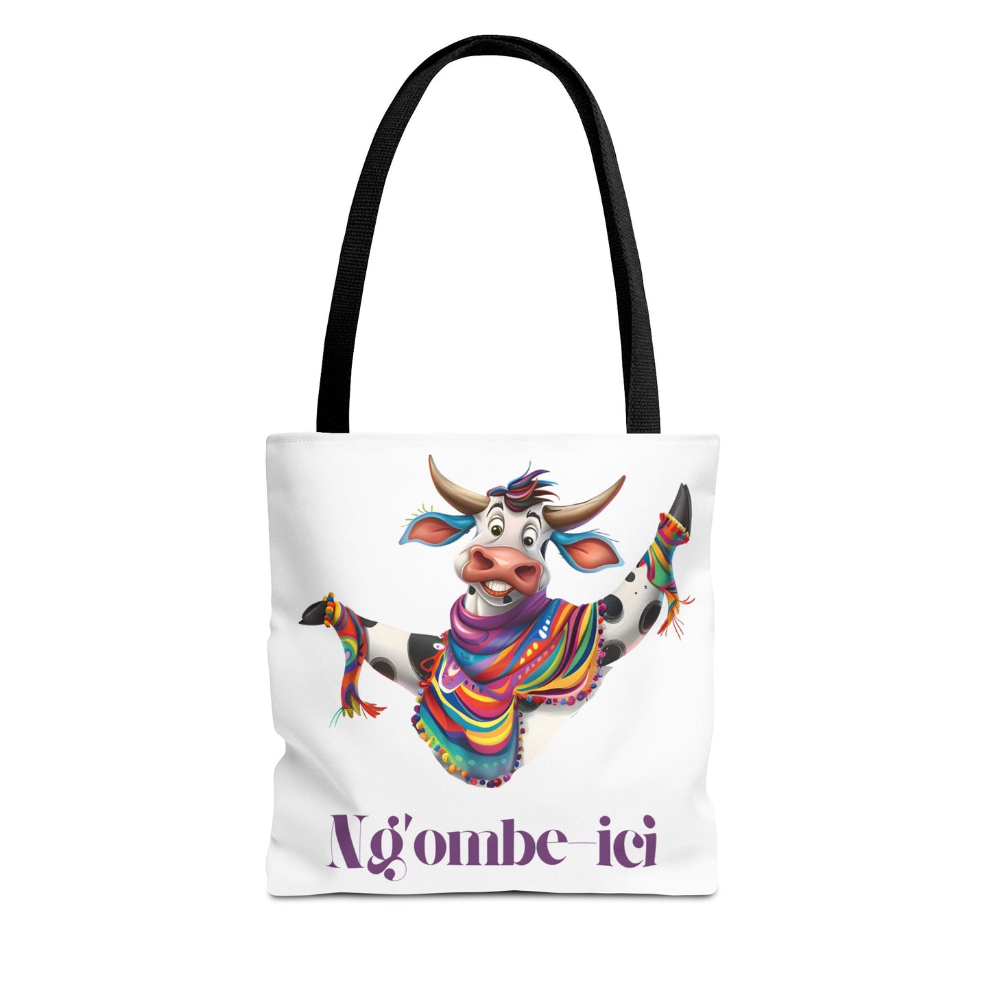 Funny Ngombe-ici Cow Tote Bag, Fun Eco-Friendly Shopping Bag, Animal Lover Gift, Festival Tote, Cute Cow Design, Mochila de Vaca