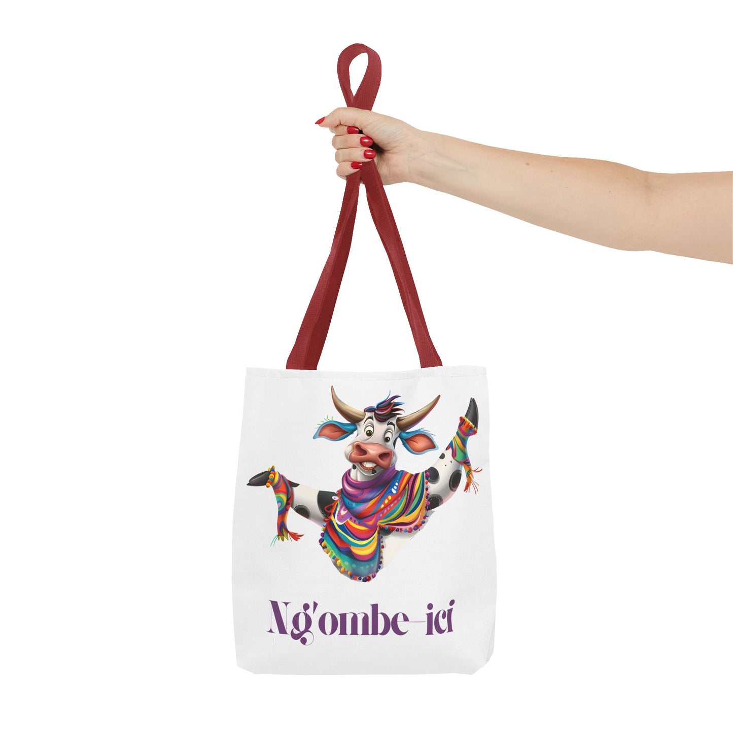 Funny Ngombe-ici Cow Tote Bag, Fun Eco-Friendly Shopping Bag, Animal Lover Gift, Festival Tote, Cute Cow Design, Mochila de Vaca