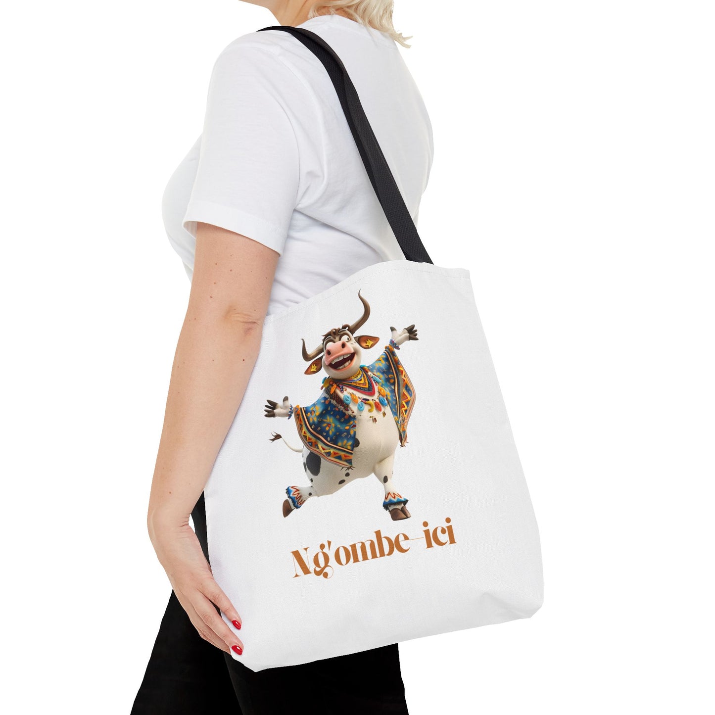 Ngombe-ici Whimsical Cow Tote Bag, Fun Eco-Friendly Shopping Bag, Animal Lover Gift, Festival Tote, Cute Cow Design, Mochila de Vaca