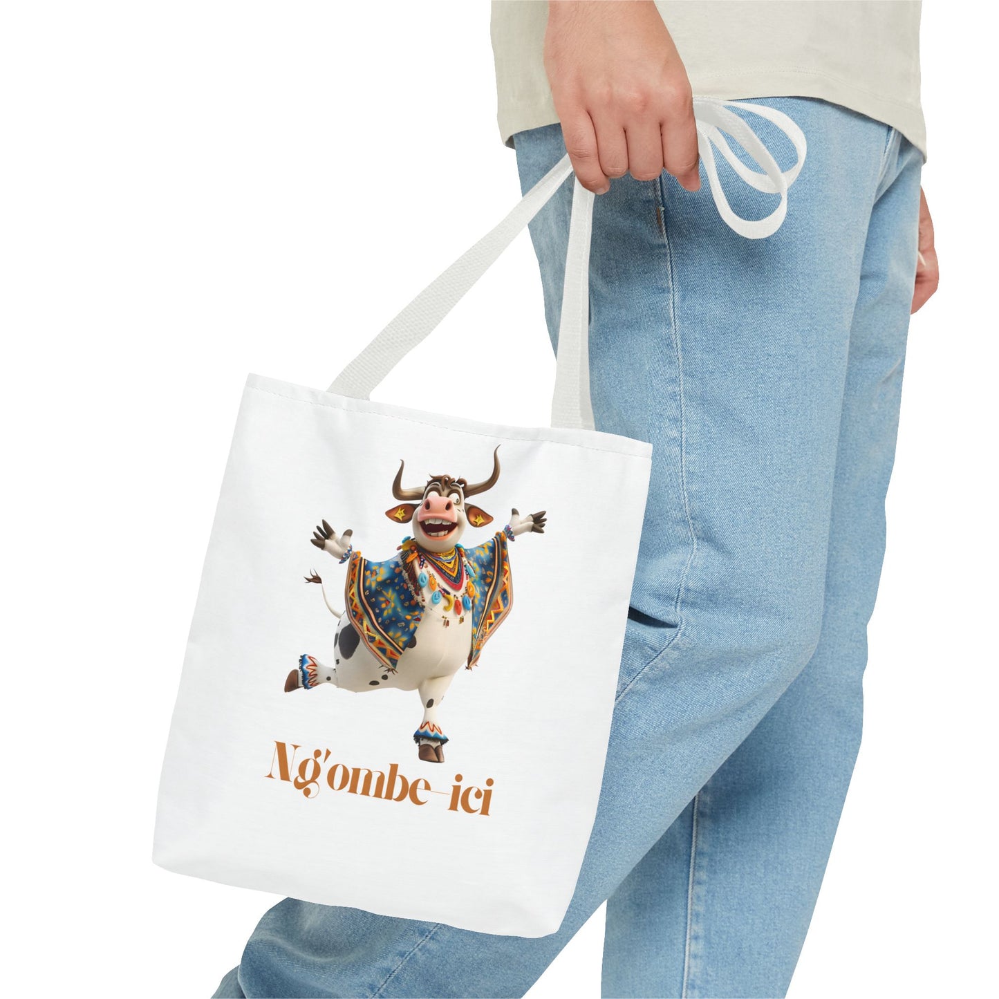 Ngombe-ici Whimsical Cow Tote Bag, Fun Eco-Friendly Shopping Bag, Animal Lover Gift, Festival Tote, Cute Cow Design, Mochila de Vaca