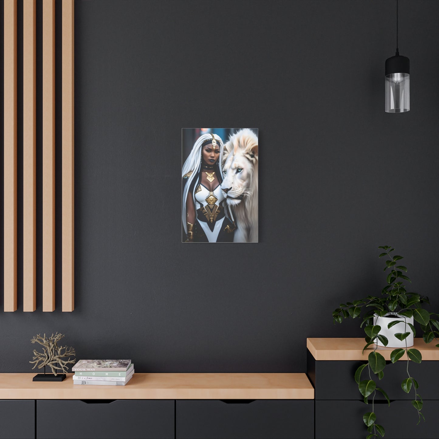 Afrofuturistic Warrior Queen Art Print – Lion Power & African Royalty - Powerful Artwork with Regal Themes, Home Decor, Perfect Gift for Art Lovers, Wall Hanging, Inspirational Decor