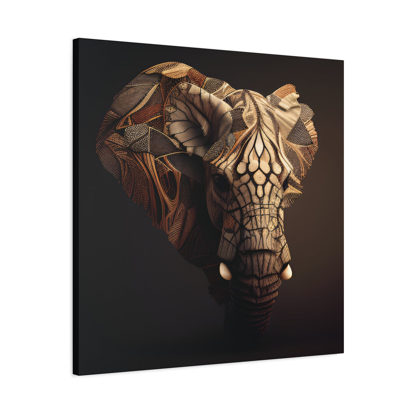 Tribal Elephant Wall Art – Intricate African Animal Canvas Print, Unique Wall Art, Home Decor, Gift for Animal Lovers, Nature-Inspired Artwork