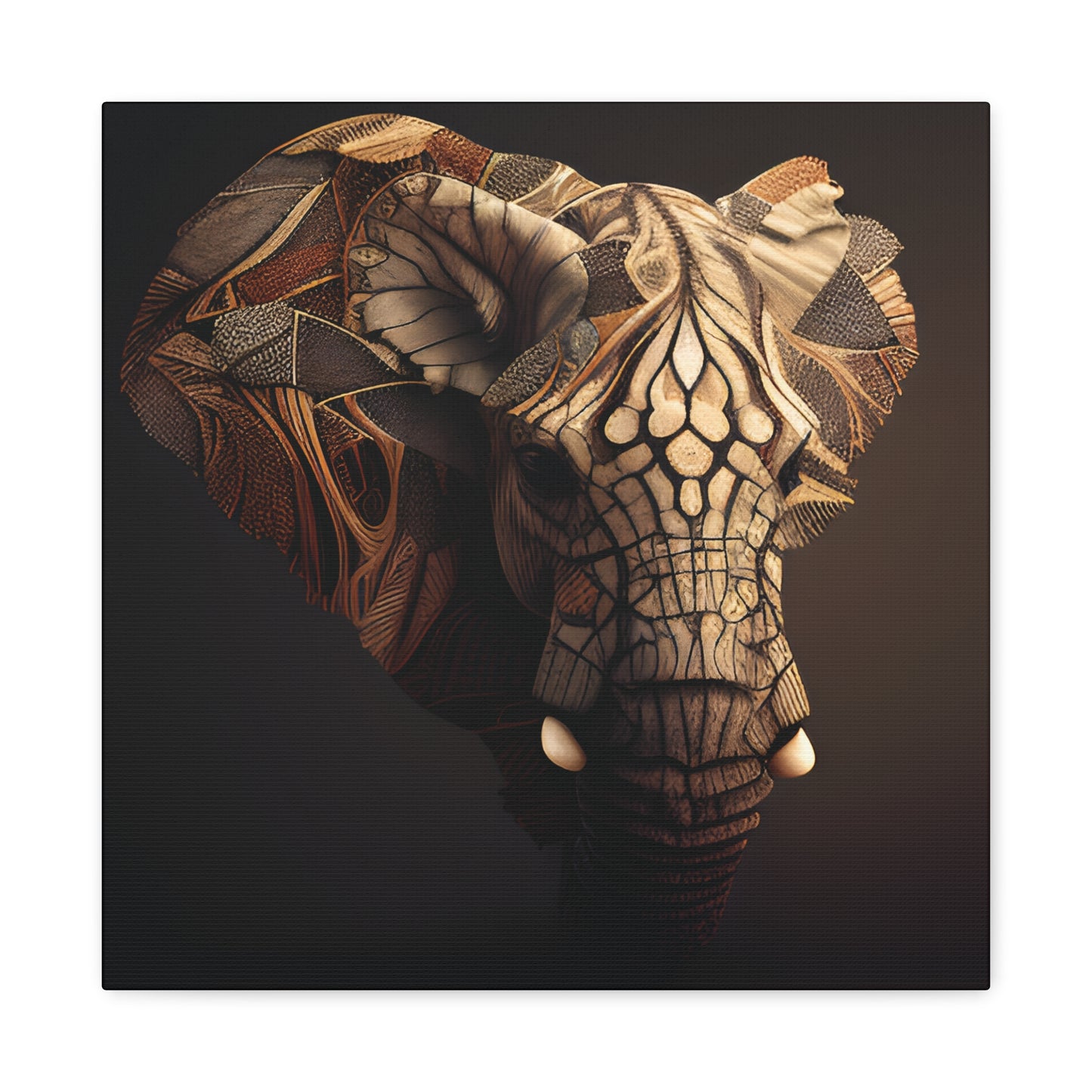 Tribal Elephant Wall Art – Intricate African Animal Canvas Print, Unique Wall Art, Home Decor, Gift for Animal Lovers, Nature-Inspired Artwork