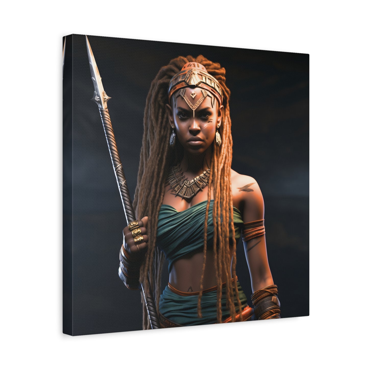 Warrior Queen Stretched Canvas Wall Art Print, Warrior Decor, Wall Art, Home Decor, Unique Gift, African Goddess