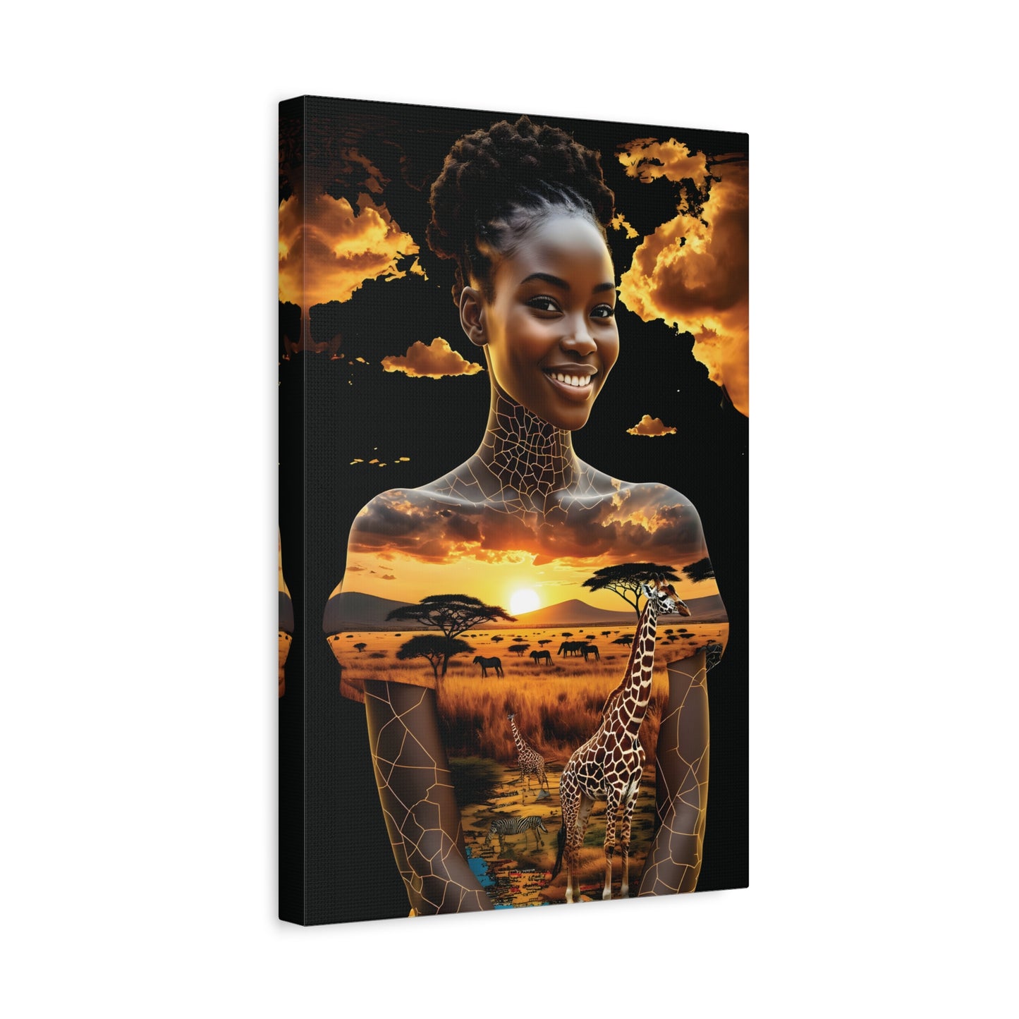 Afro Sunset Serenade Canvas Art, Inspiring Home Decor, Unique Gift, Nature Lover's Wall Art, Bohemian Chic, Animal Art, African Art