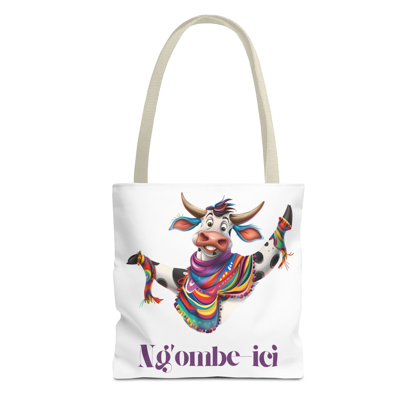 Funny Ngombe-ici Cow Tote Bag, Fun Eco-Friendly Shopping Bag, Animal Lover Gift, Festival Tote, Cute Cow Design, Mochila de Vaca
