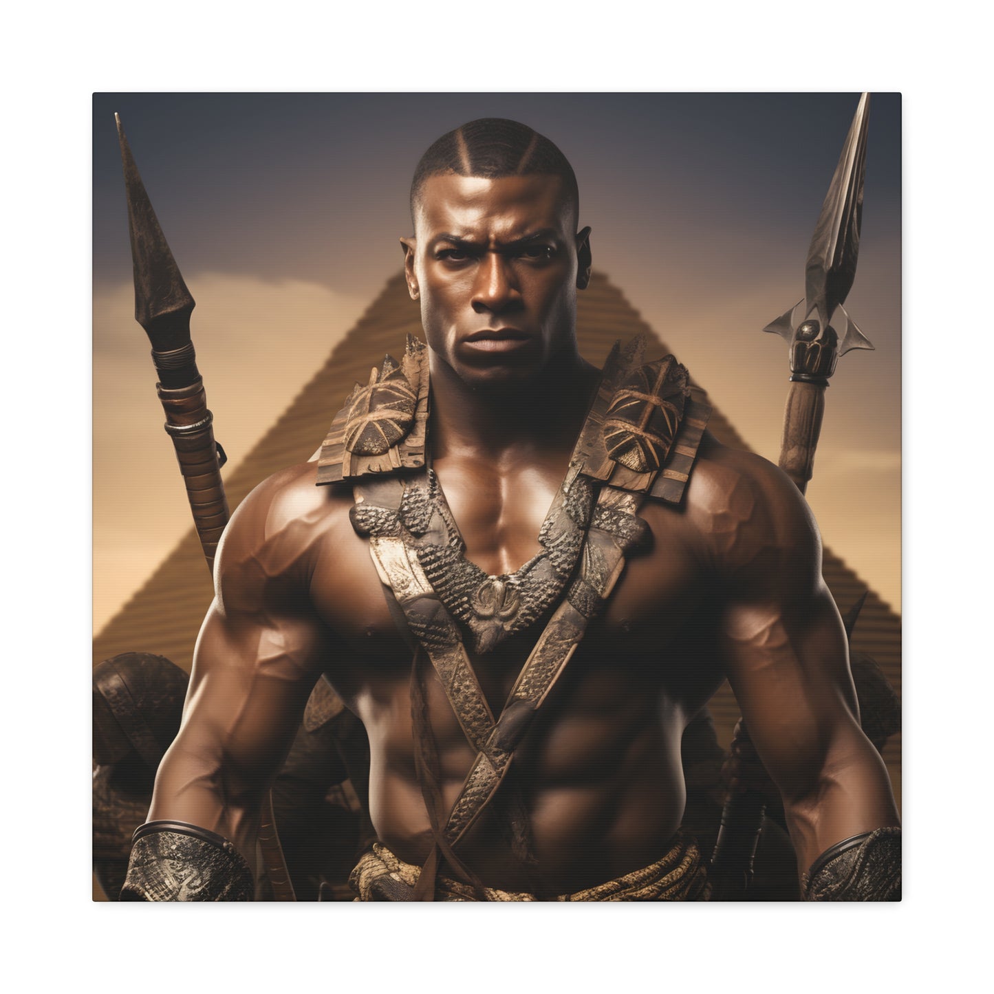 Tribal Strength & Pyramids Heroic Wall Art Canvas - Inspirational Decor for Home, Office, Gift for Art Lovers, Black History Month, Masculine Home Decor